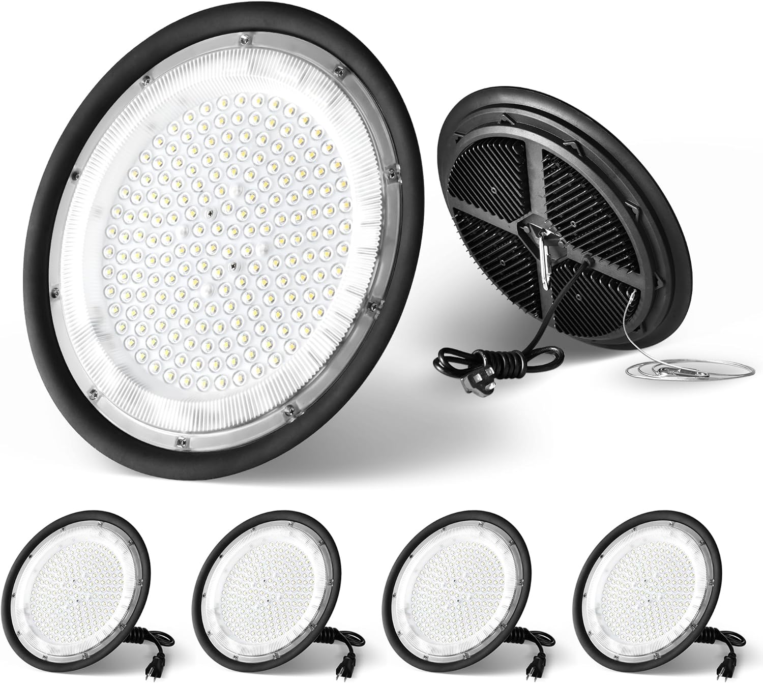 LEDIARY 4 Pack LED High Bay Light 150W 15000LM (Eqv.400W MH/HPS) 5000K Daylight UFO High Bay Lights for Barn Warehouse Commercial Shop Garage Factory Workshop