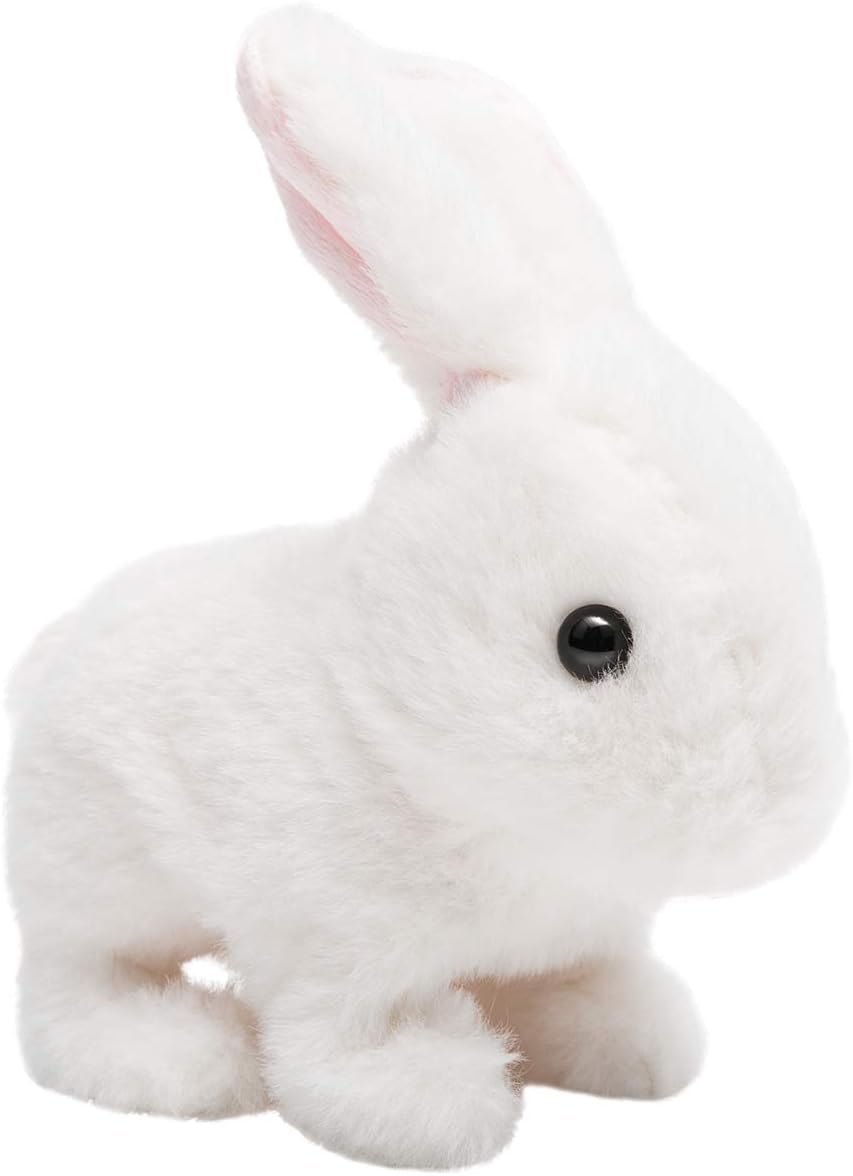 HollyHOME Plush Rabbit Easter Electronic Interactive Toy Jumping,Wiggle Ears,Mouth Moving Bunny Toy 7 Inches White Gifts for Kids