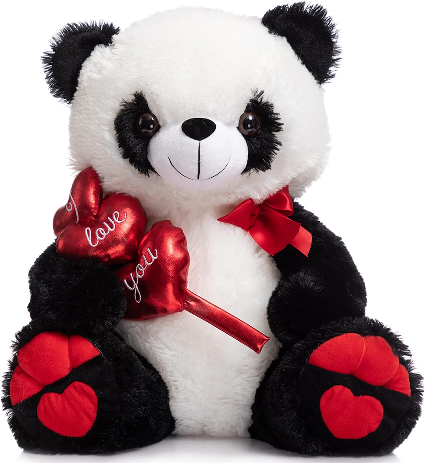 HollyHOME I Love You Panda Stuffed Animal Plush Panda with Red Hearts and Bow Sweet Plush Toy for Valentine' Day 20 inch