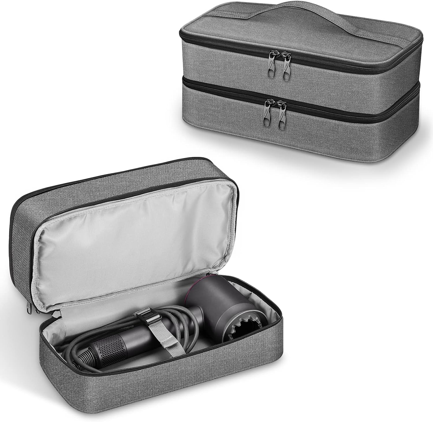 SITHON Double-Layer Travel Carrying Case for Dyson Supersonic Hair Dryer, Water Resistant Portable Storage Organizer Bag Compatible with Shark Speedstyle Flexstyle HyperAir Dryer (Bag Only), Grey