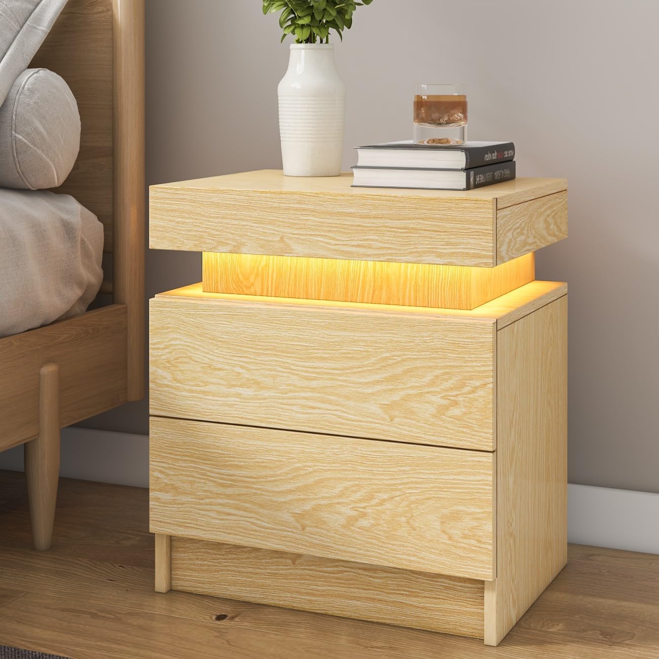 HOMMPA Nightstand, 17.7 L x 13.8 W x 20.5 H, Wood