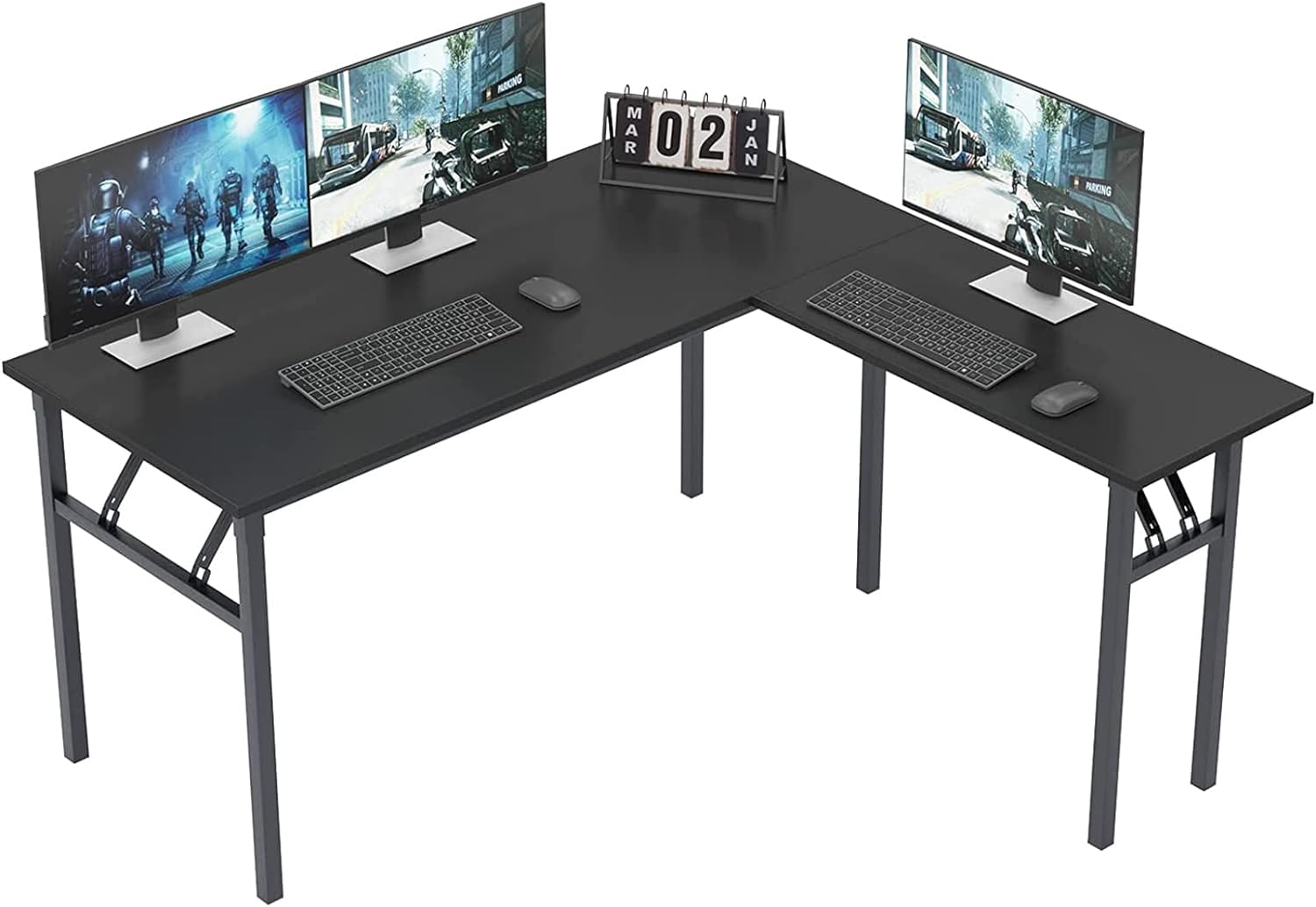 Need L Shaped Desk Computer Desk, Foldable L Desk Corner Desk L Shape Gaming Desk Work Desk Home Office Workstation, Black