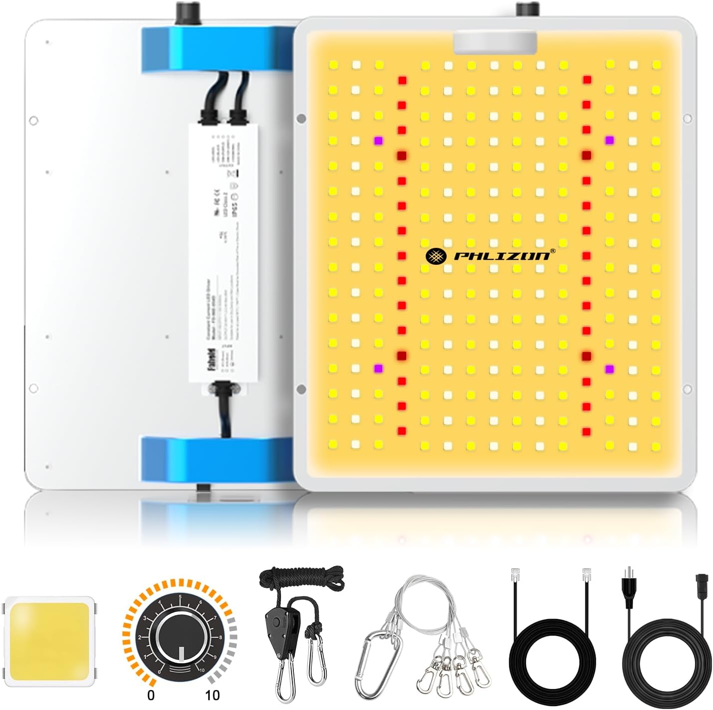 Phlizon PL1000 Plant LED Grow Light with UV IR LM281B LEDs Dimmable Full Spectrum Grow Lamp for Indoor Plant Led Grow for 2x4ft Coverage