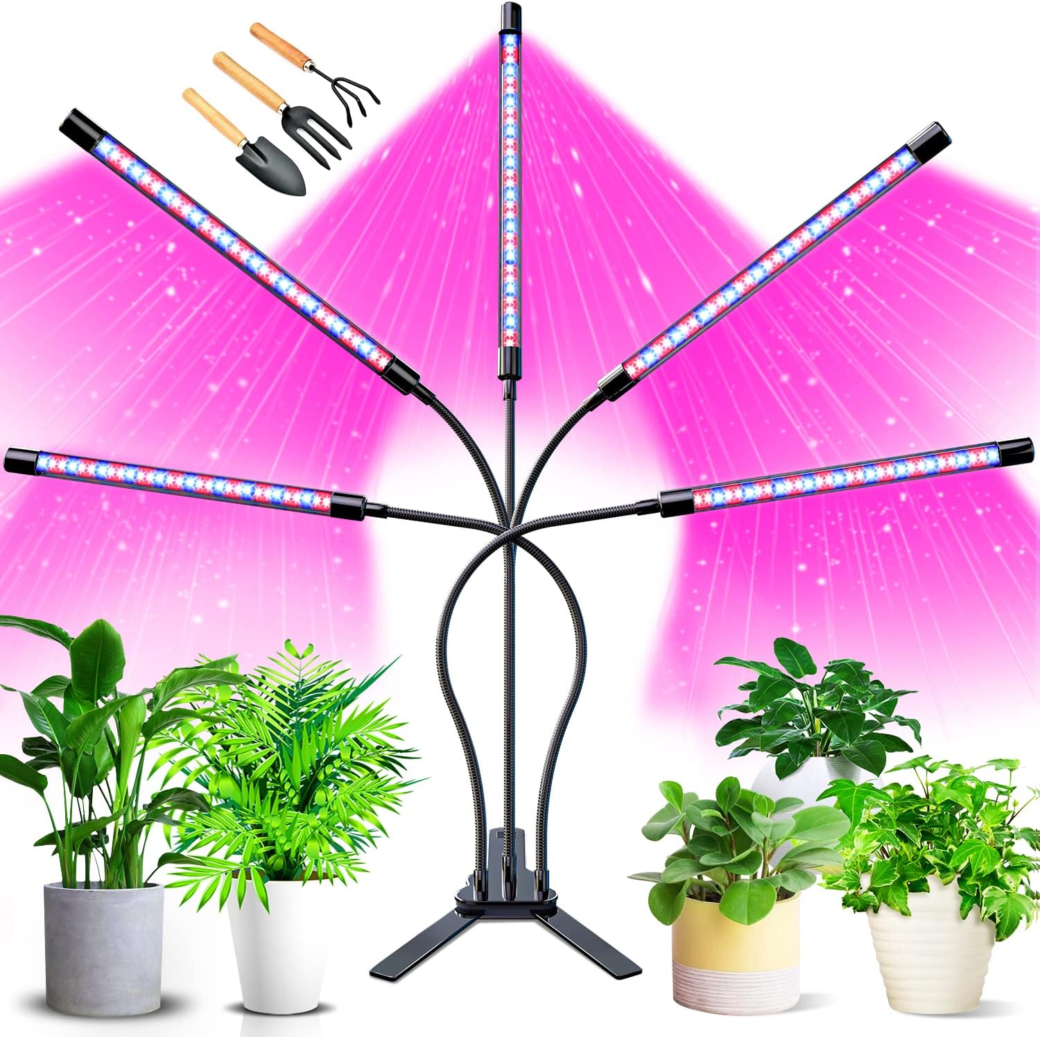 Grow Lights for Indoor Plants, 150 LED Grow Light for Seed Starting with Red Blue Spectrum, 3/9/12H Timer, 10 Dimmable Levels & 3 Switch Modes, Adjustable Gooseneck Suitable for Various Plant