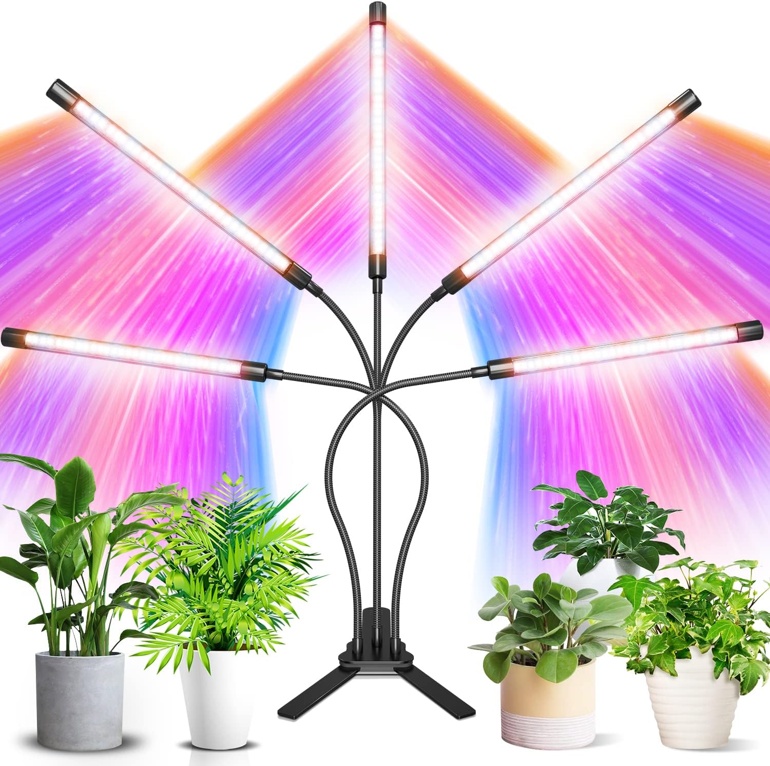 Grow Lights for Indoor Plants, 150 LEDs Grow Light for Seed Starting with Full Spectrum, 3/9/12H Timer, 10 Dimmable Levels & 3 Switch Modes, Adjustable Gooseneck Suitable for Various Plant