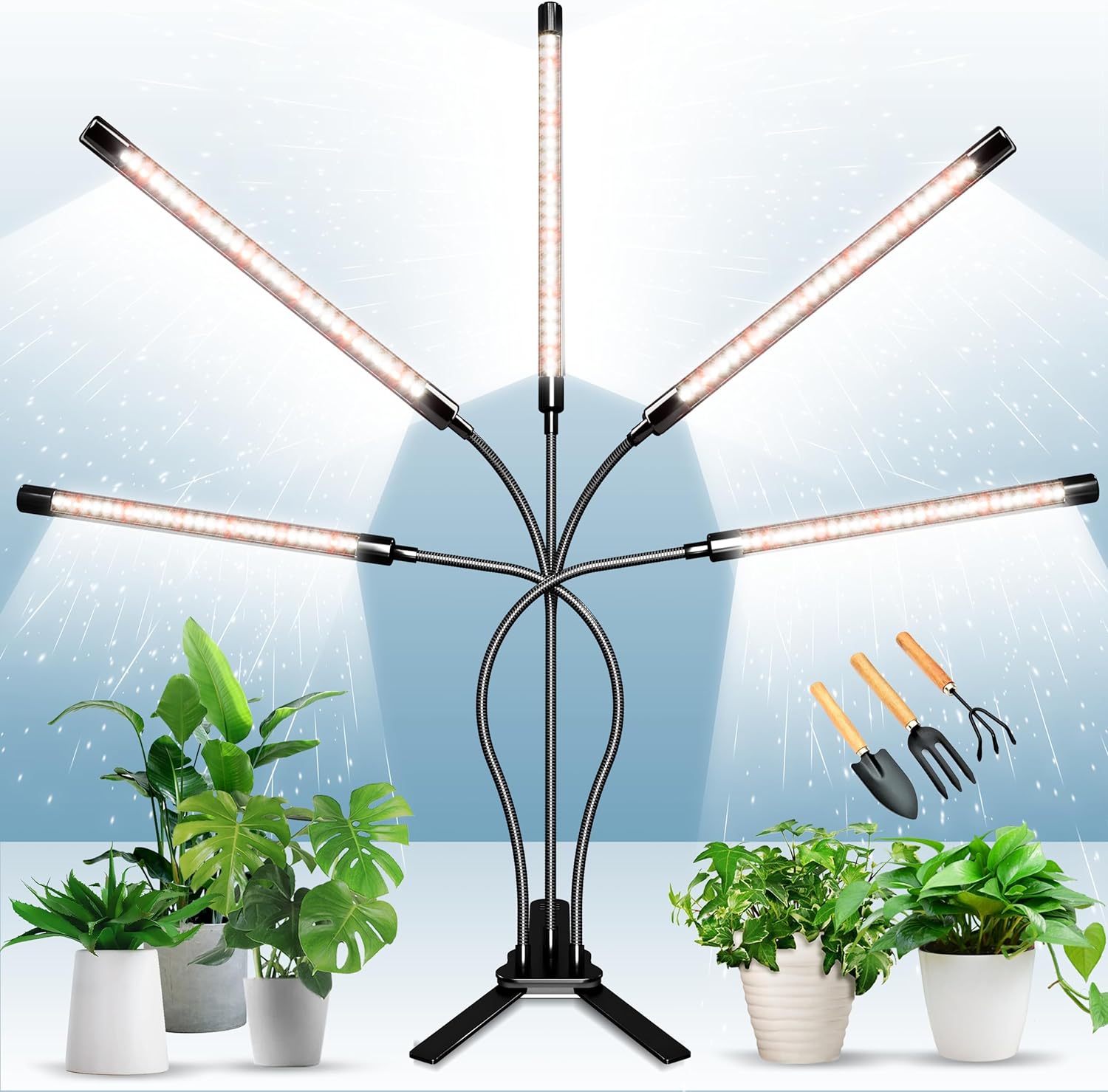 Grow Lights for Indoor Plants, 150 LEDs Grow Light for Seed Starting with Full Spectrum, 3/9/12H Timer, 10 Dimmable Levels & 3 Switch Modes, Adjustable Gooseneck Suitable for Various Plant