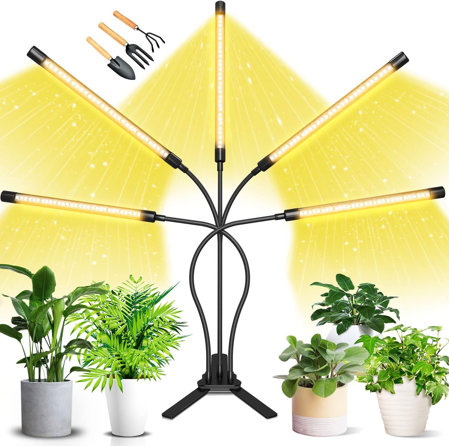 Grow Lights for Indoor Plants, 150 LEDs Grow Light for Seed Starting with Full Spectrum, 3/9/12H Timer, 10 Dimmable Levels & 3 Switch Modes, Adjustable Gooseneck Suitable for Various Plant