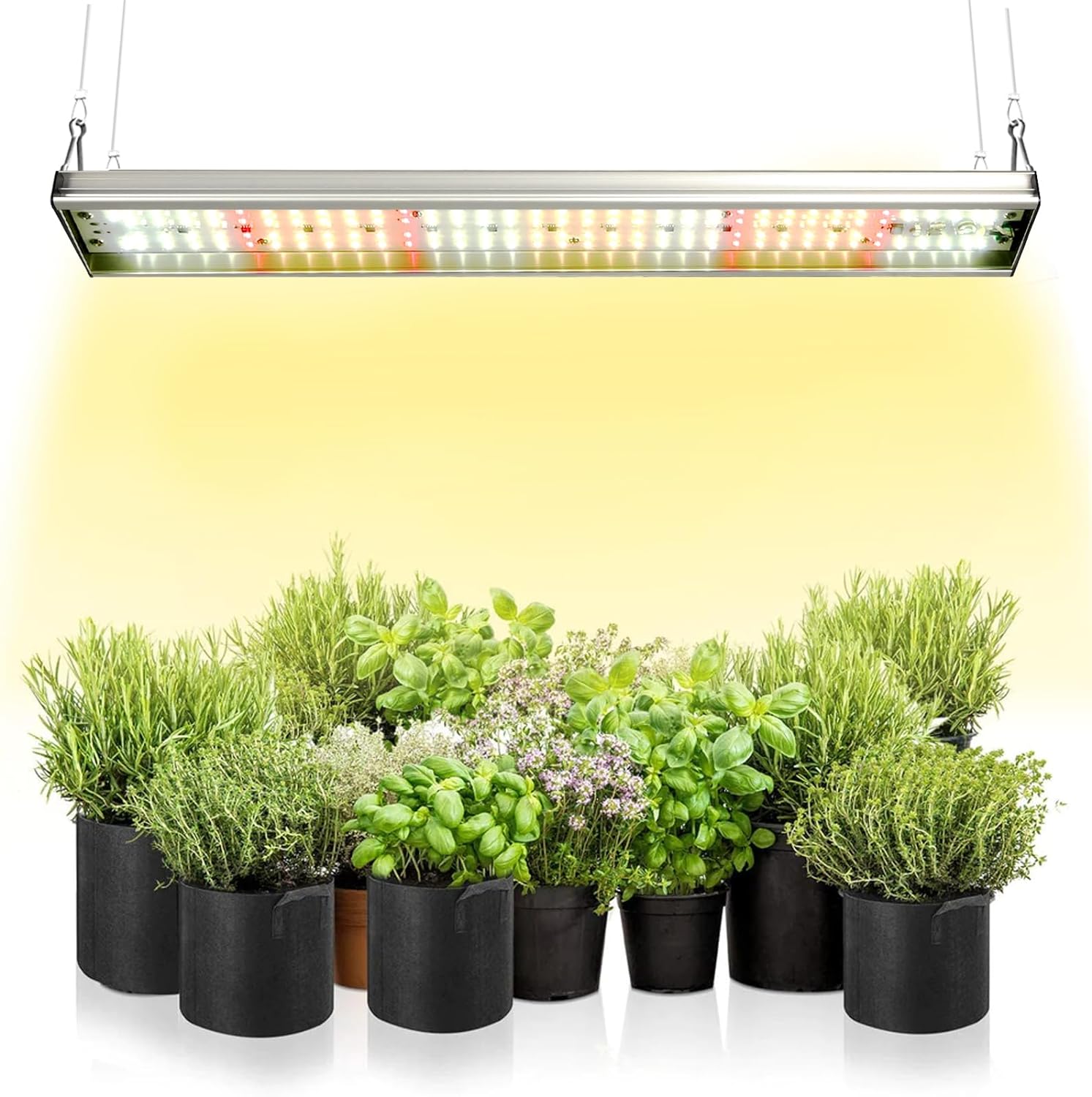 CANAGROW CG-400 LED Grow Lights for Indoor Plants, Upgraded Full Spectrum Plant Light with 5000K 3000K Daylight   660nm Red Hanging Growing Lamps for Seed Starting Seedlings Succulents Vegetable