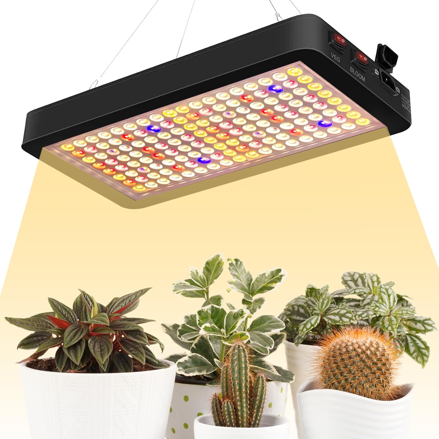 2000W LED Plant Grow Light Dimmable,2023 Best Grow Lights for Indoor Plants Full Spectrum, Seed Starting Seedlings Vegetable Hanging Growing Lamps, Double Switch Grow Light for Indoor Plants