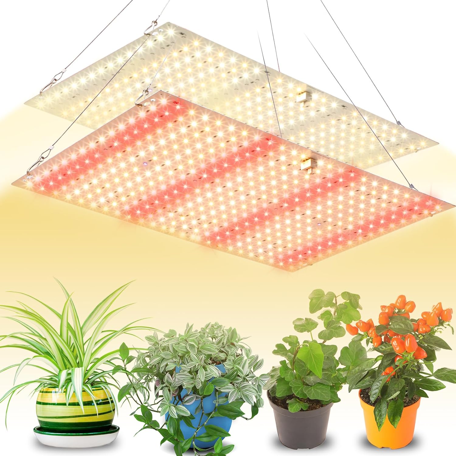 2 Pcs Full Spectrum LED Grow Light Panel Dual Mode Light for Veg and Bloom Germination Flowering Fruiting, 17.6x11.7 Grow Tent Light 50w Fluorescent Grow Lights for Indoor Plants