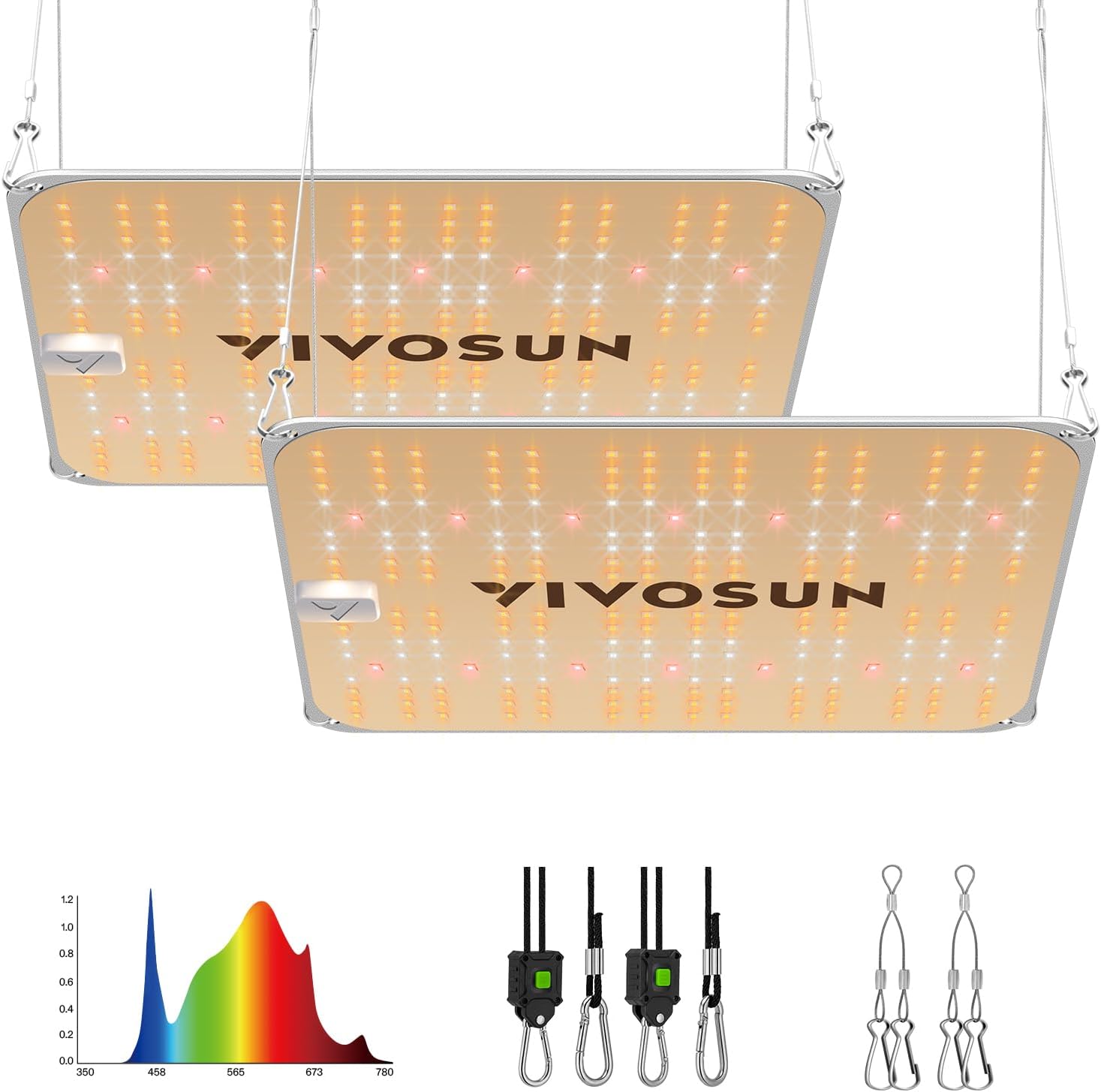 VIVOSUN 2-Pack VS1000E LED Grow Light, 2 x 2 Ft. LED Plant Light with Samsung Diodes and Sunlike Full Spectrum for Indoor Plants, Seedlings, Vegetables, and Flowers