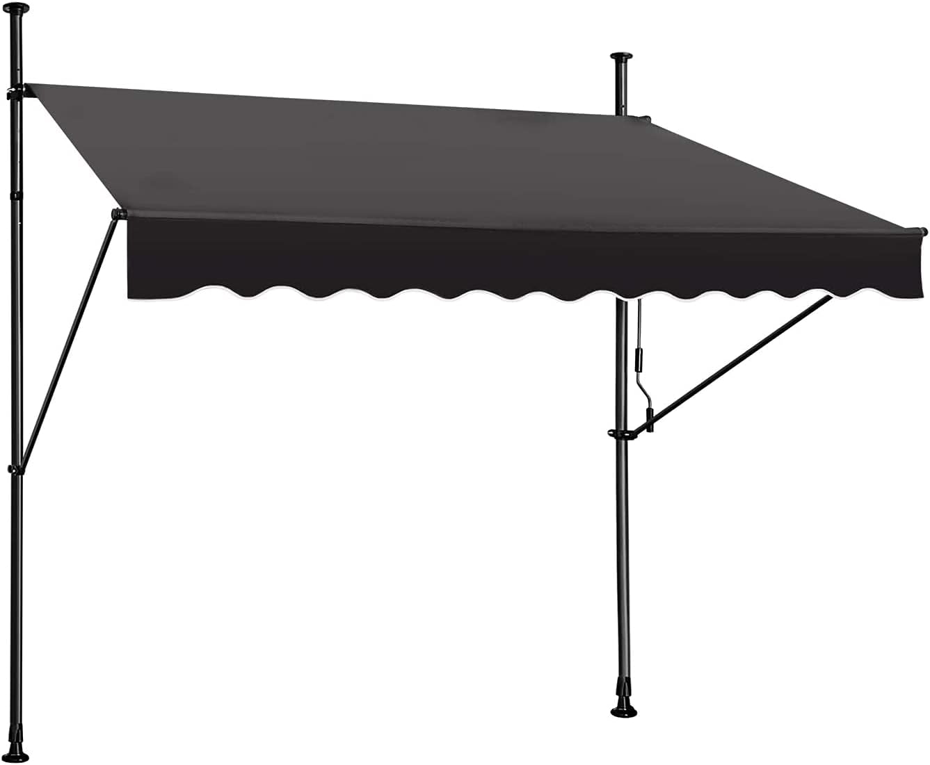 Manual Retractable Awning  59 Non-Screw Outdoor Sun Shade  Adjustable Pergola Shade Cover with UV Protection  100% Polyester Made Outdoor Canopy  Ideal for Any Window or Door