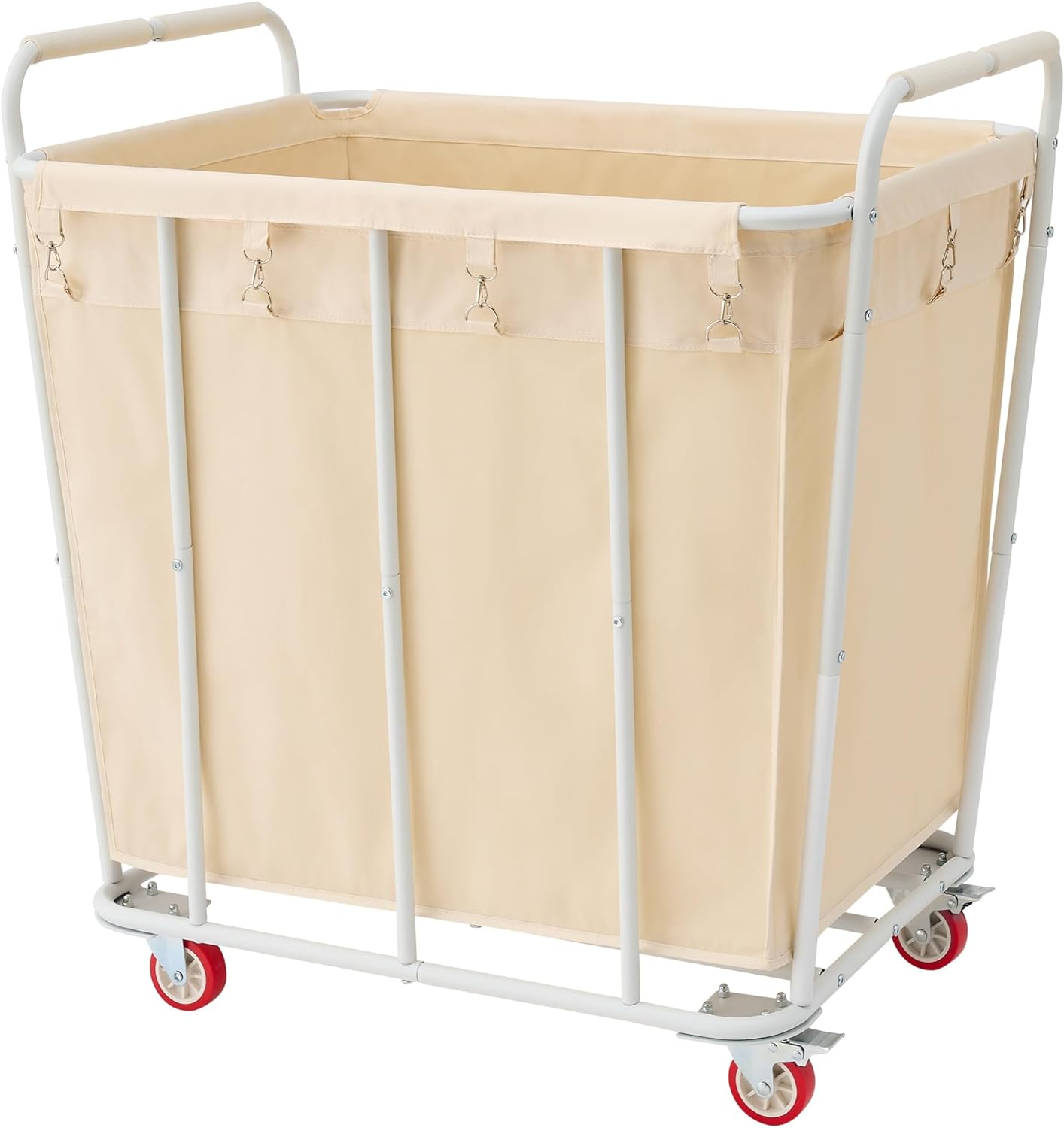 Hoctieon Large Rolling Laundry Hamper with Wheels, Laundry Sorter Cart for Clothes Storage, Durable Laundry Basket with Lockable Wheels, Heavy Duty Clothes Hamper for Laundry & Bedroom, Beige