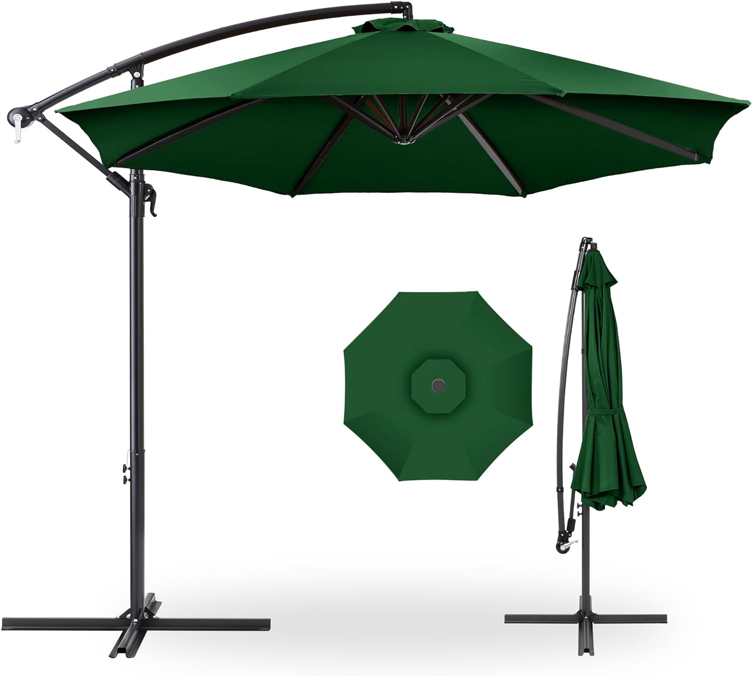 Best Choice Products 10ft Offset Hanging Market Patio Umbrella w/Easy Tilt Adjustment, Polyester Shade, 8 Ribs for Backyard, Poolside, Lawn and Garden