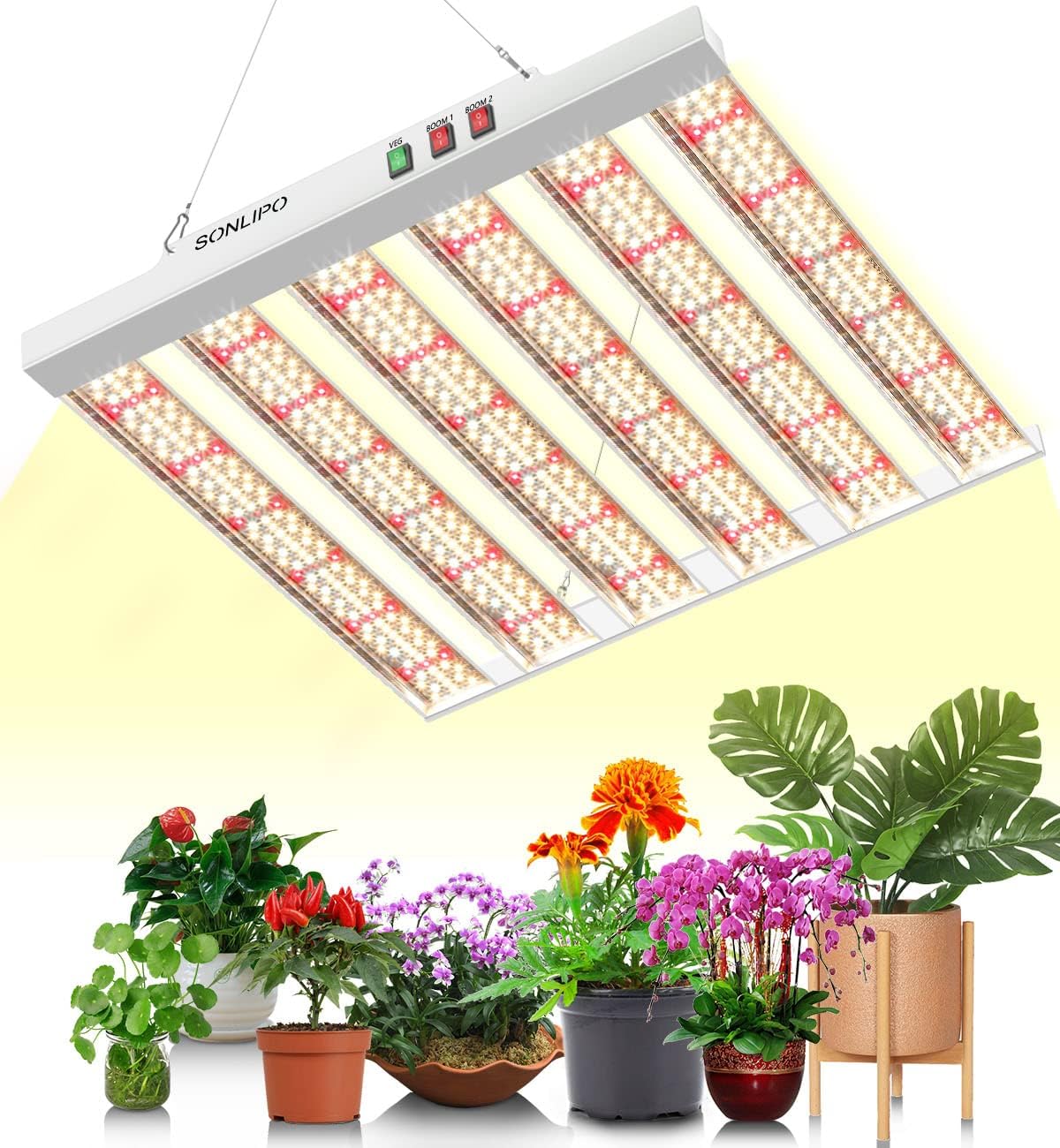 2024 New SPF2000 200W LED Grow Light 3x3ft Coverage with New Diodes & IR Lights Full Spectrum Veg Bloom Growing Lamps for Indoor Plants Seeding Flower Led Plant Light Fixture