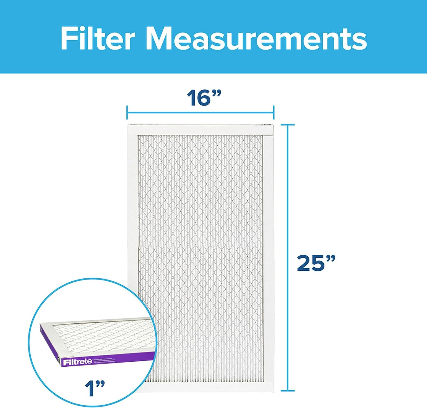 Filtrete 16x25x1 Air Filter, MPR 1500, MERV 12, Healthy Living Ultra-Allergen 3-Month Pleated 1-Inch Air Filters, 2 Filters