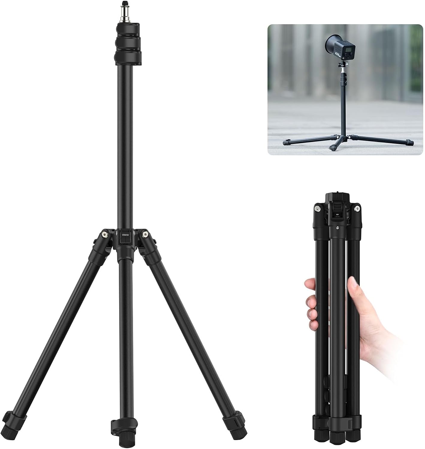 Ulanzi Extendable Photography Light Stand, Adjustable 6.23ft Aluminum Light Tripod, Reversible Portable Studio Lighting Tripod for Continute Output Lighting, Strobe Light, Webcams, Cameras, Softbox