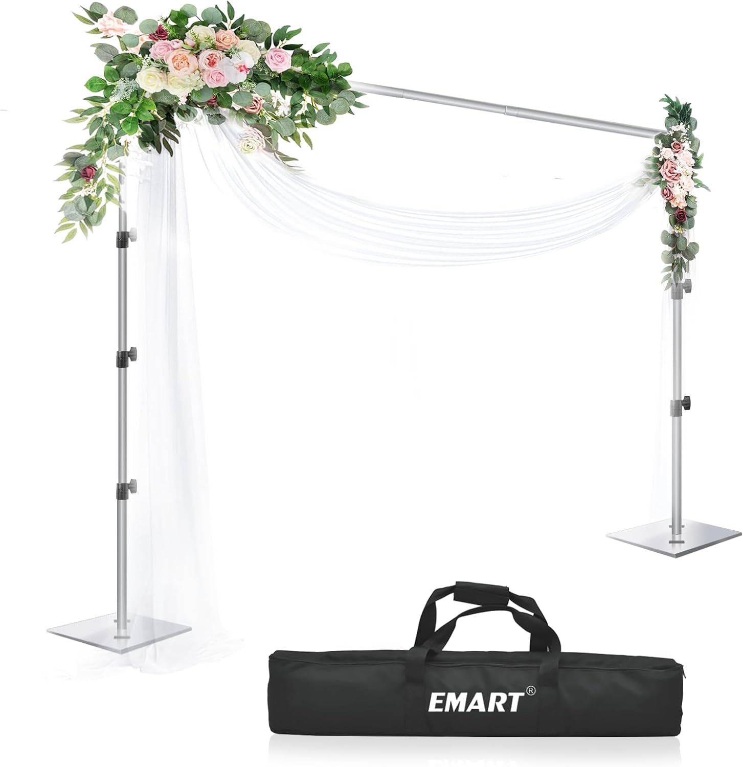 Emart Heavy Duty Backdrop Stand 8.5x10ft(HxW) Adjustable Background Support System Kit with Steel Base for Photography, Photo Backdrop Stand for Parties Birthday Video Studio - Sliver