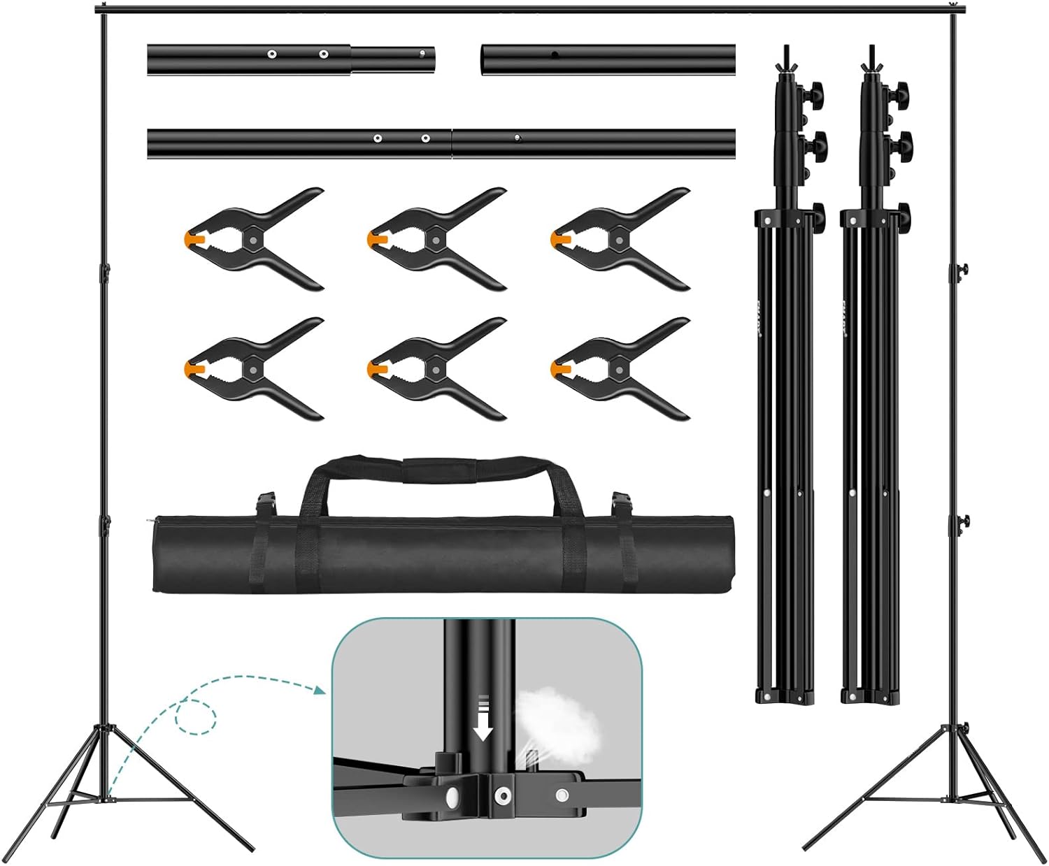 Emart 10 x 8.5ft Backdrop Stand, Air Cushioned, Heavy Duty Background Stand Backdrop Adjustable Stand Photo Backdrop Stand Kit for Photoshoot Photography Photo Video Studio Parties Wedding