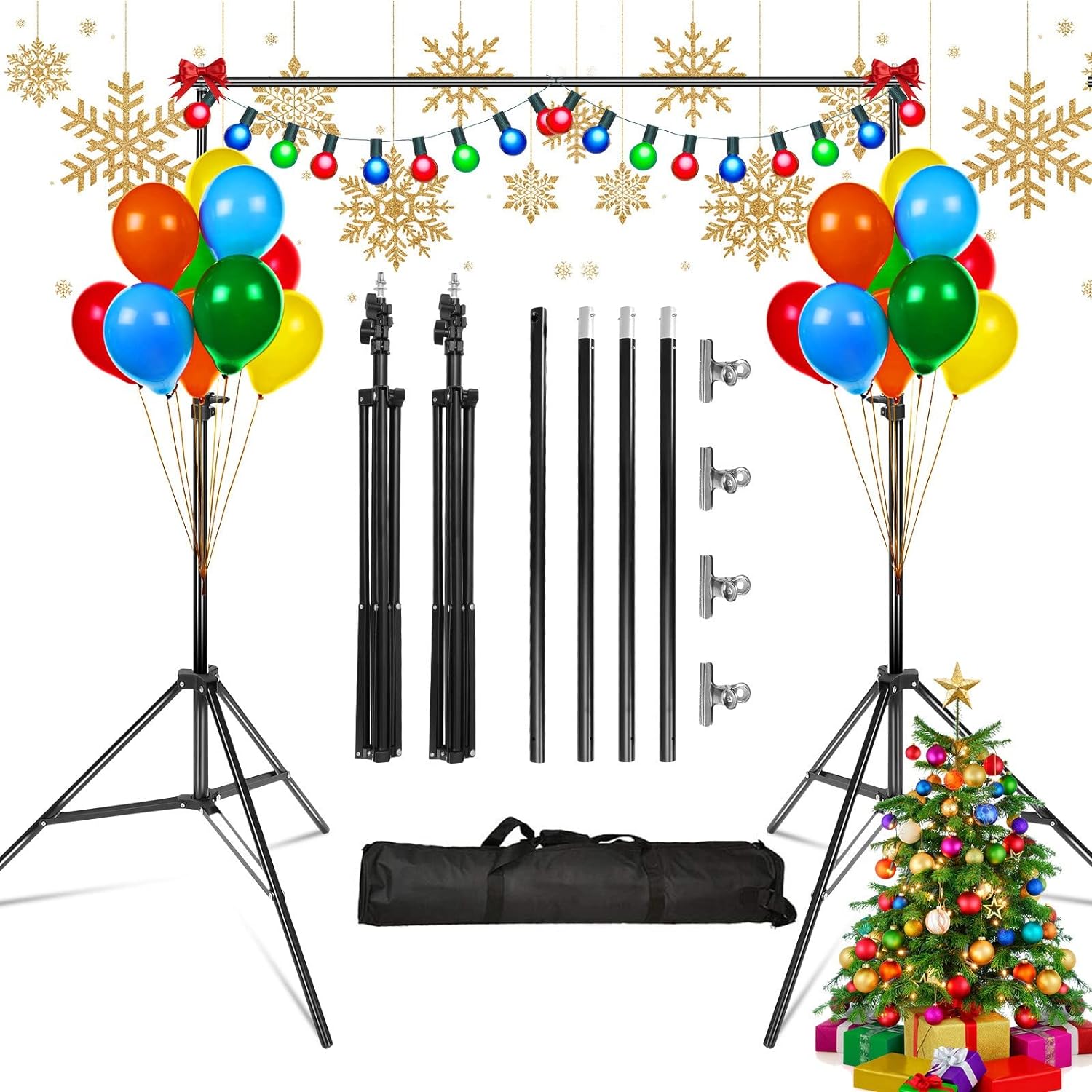 Backdrop Stand, Photographic Studio Photo Backgrounds 10ft Adjustable Photo Backdrop Stand Kits with a Carrying Bag Photo Backdrop Stand for Parties/Photography/Wedding