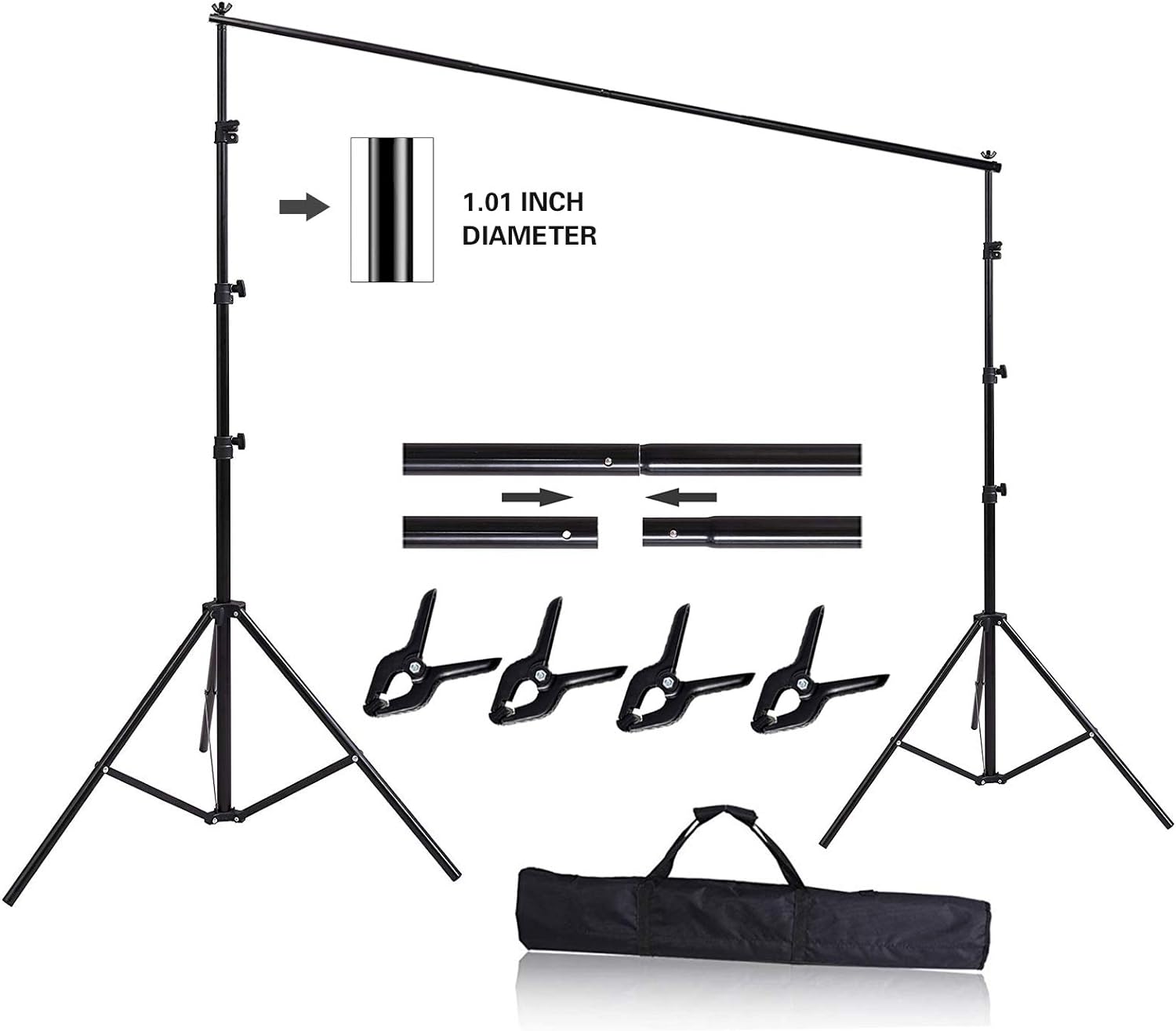 10ft x 8.5ft Adjustable Photography Backdrop Support System Photo Video Studio Muslin Background Stand Kit with Carry Bag