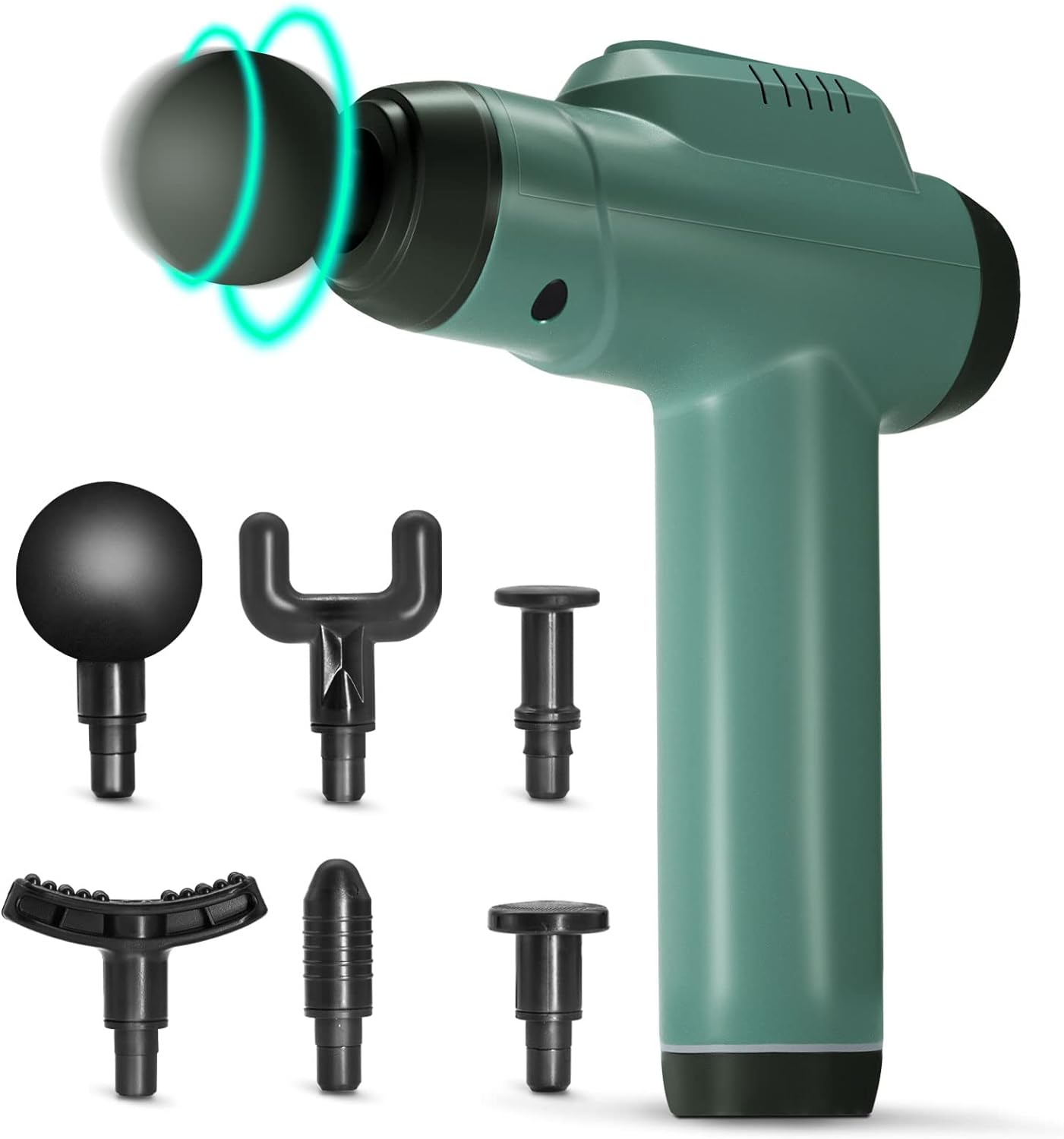 Percussion Massage Gun - Massage Device Handheld Vibration Deep Tissue Muscle Electric Gun - Quiet Brushless Motor - with 6 Massage Heads and 6 Adjustable Speed