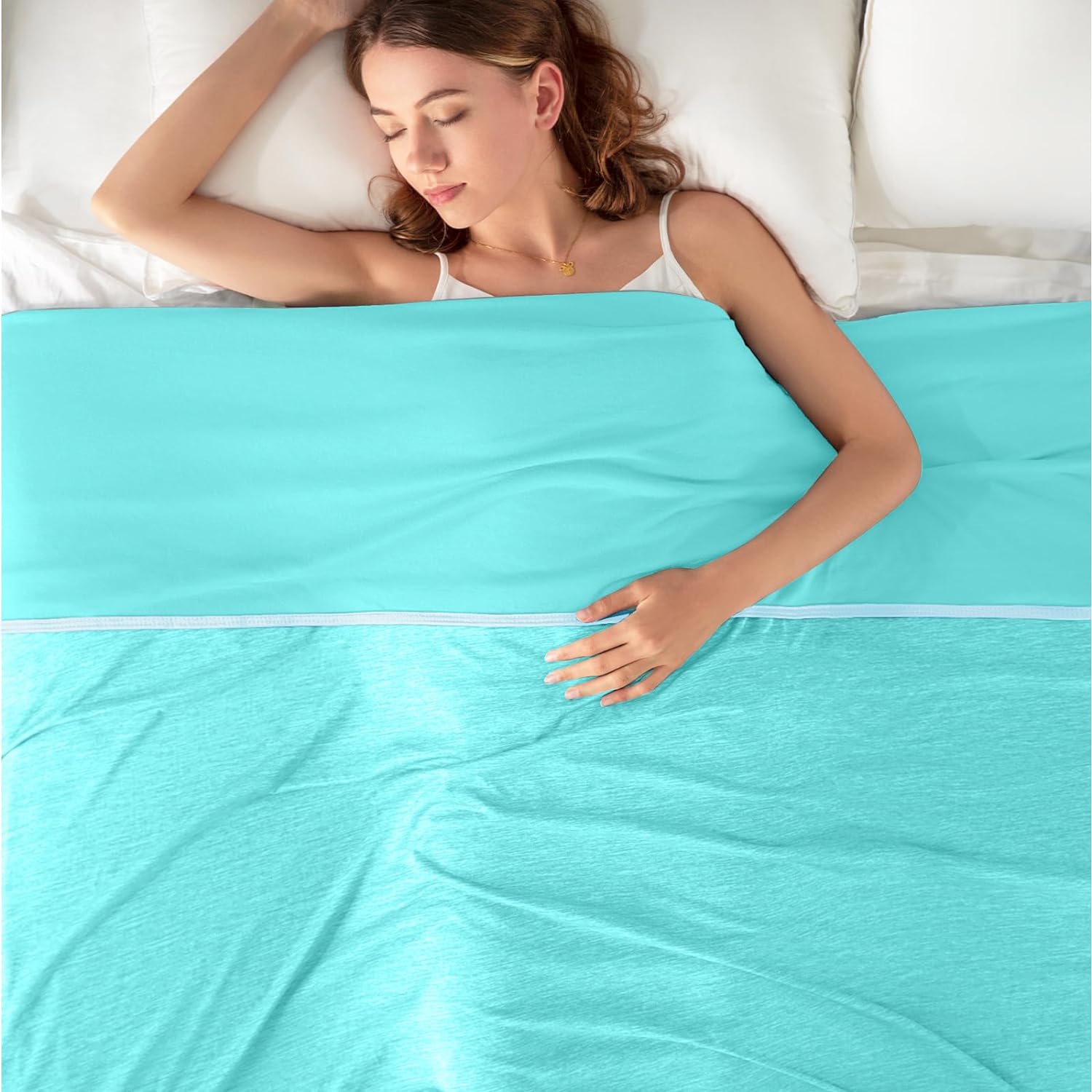 Topcee Cooling Blanket (90x90Queen Size) for Night Sweats Absorbs Heat to Keep Adults Cool on Warm Nights, Q-Max 0.5 Cooling Blankets for Hot Sleepers, Ultra-Cool Lightweight Blanket for Bed