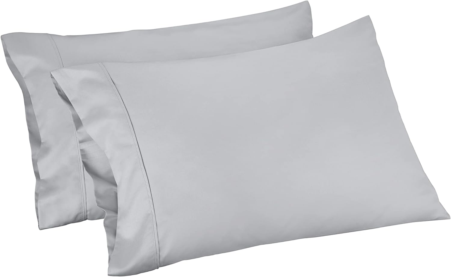 Linen Home 500 Thread Count Queen Pillowcase Set | 100% Long-Staple Cotton Pillow Cases | Luxury Satin Queen Pillowcases | Soft & Smooth Set of 2 Pillowcases | 4 Inch Z Hem | Silver