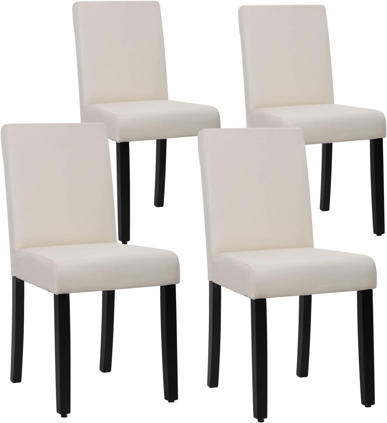 Dining Chairs Set of 4 Elegant Design Modern Fabric Upholstered Dining Chairs, Beige