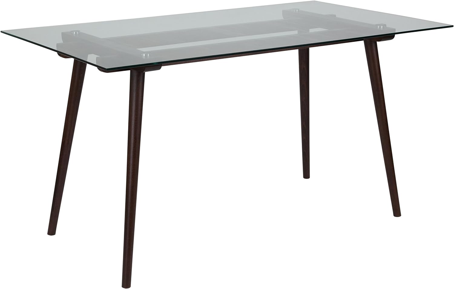 Flash Furniture Meriden 31.5 x 55 Rectangular Solid Espresso Wood Table with Clear Glass Top