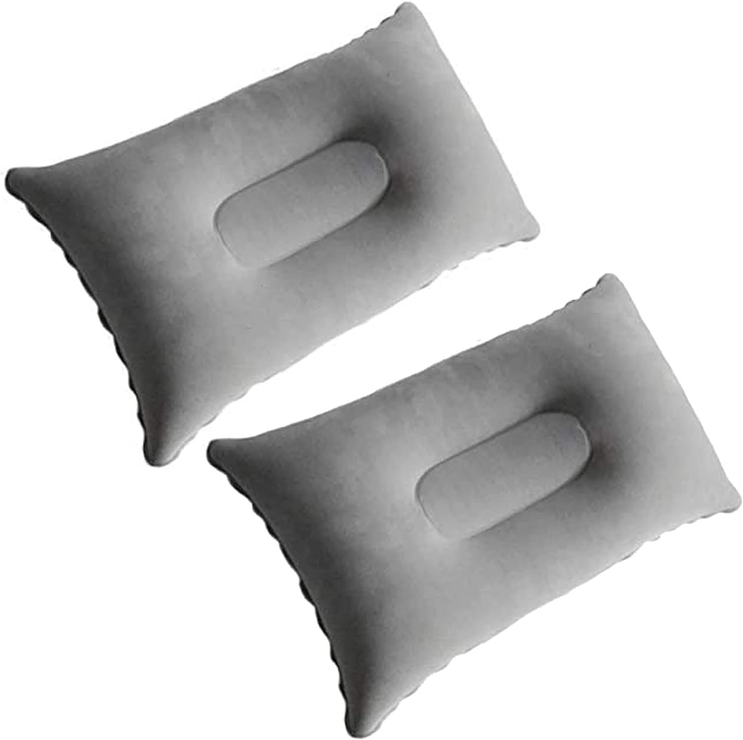 Dogxiong 2 Pack Ultralight Inflatable Pillow Small Squared Flocked Fabric Air Pillow Beach Pillow for Hiking,Camping,Traveling,Napping,Desk Rest,Neck Lumbar Support(Gray)