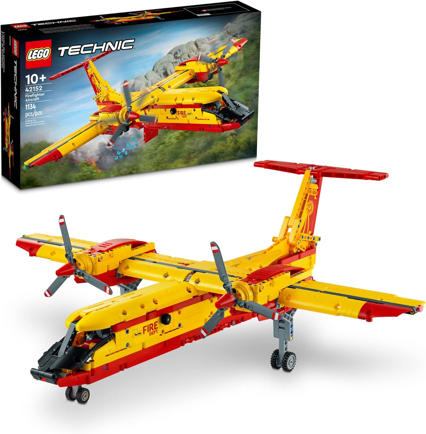 LEGO Technic Firefighter Aircraft Building Toy, Model Airplane Set 42152, with Authentic Fire Rescue Details, Engineering Fire Plane Fun for Boys, Girls, and Kids Ages 10  Years Old, Airplane Gift