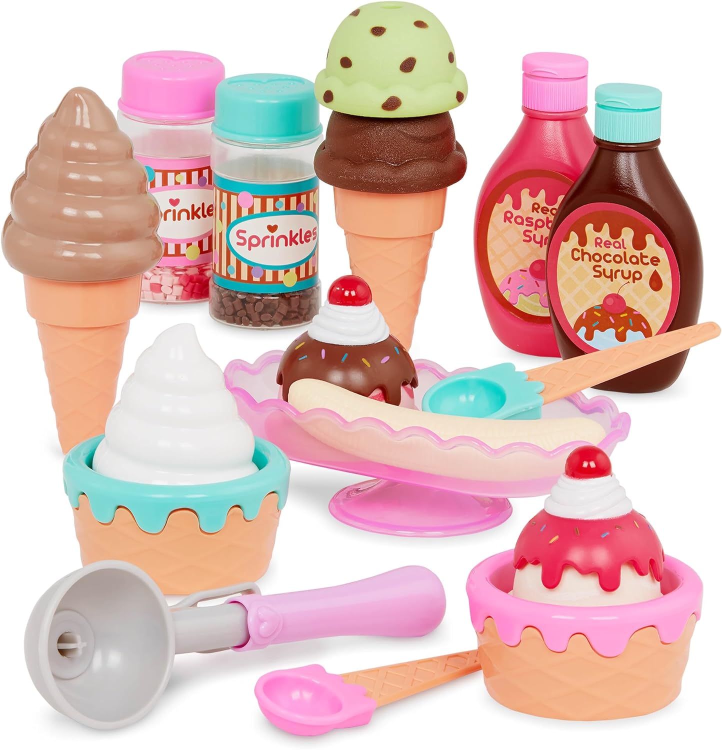 Battat- Play Circle- Toy Food  Ice Cream Set  Kitchen Accessories For Kids- Pretend Play- Sweet Treats Ice Cream Parlour- 3 years   (21 Pcs)