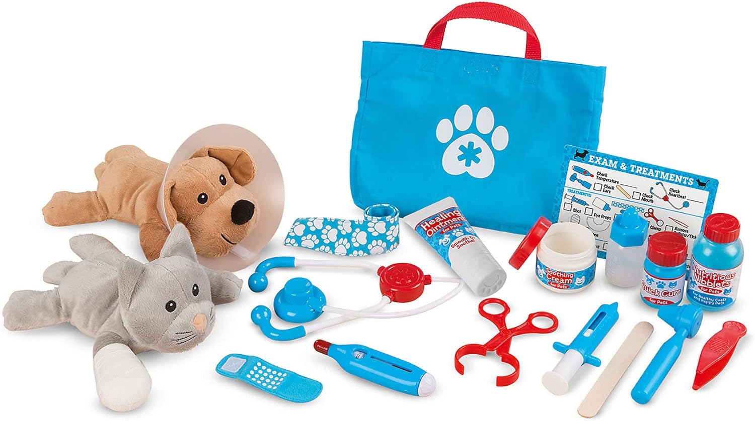 Melissa & Doug Examine and Treat Pet Vet Play Set (24 pcs) - Kids Veterinary Play Set, Veterinarian Kit For Kids, STEAM Toy, Pretend Play Doctor Set For Kids Ages 3 