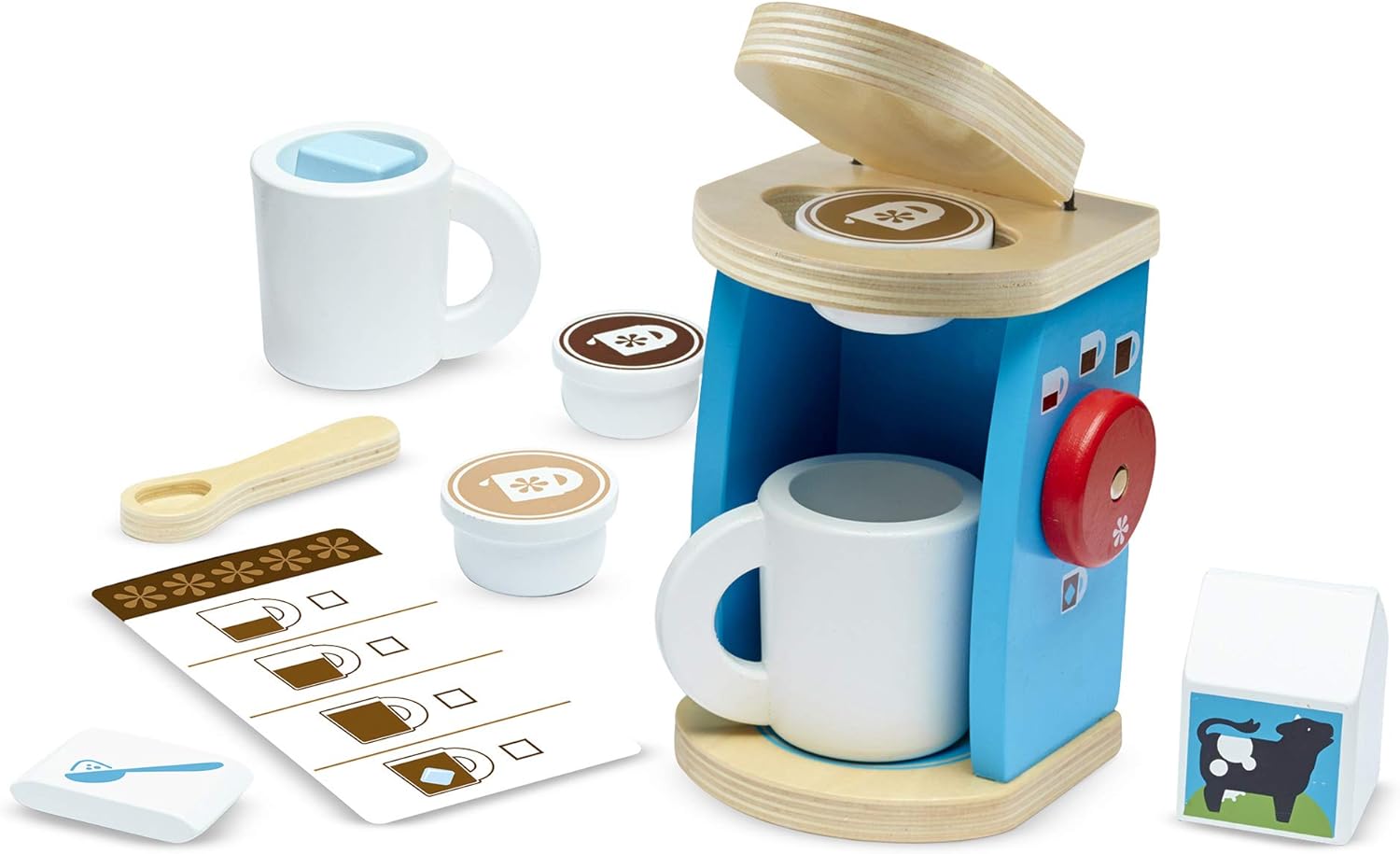 Melissa & Doug 11-Piece Coffee Set, Multi - Pretend Play Kitchen Accessories Kids Coffee Maker Play Set For Girls And Boys