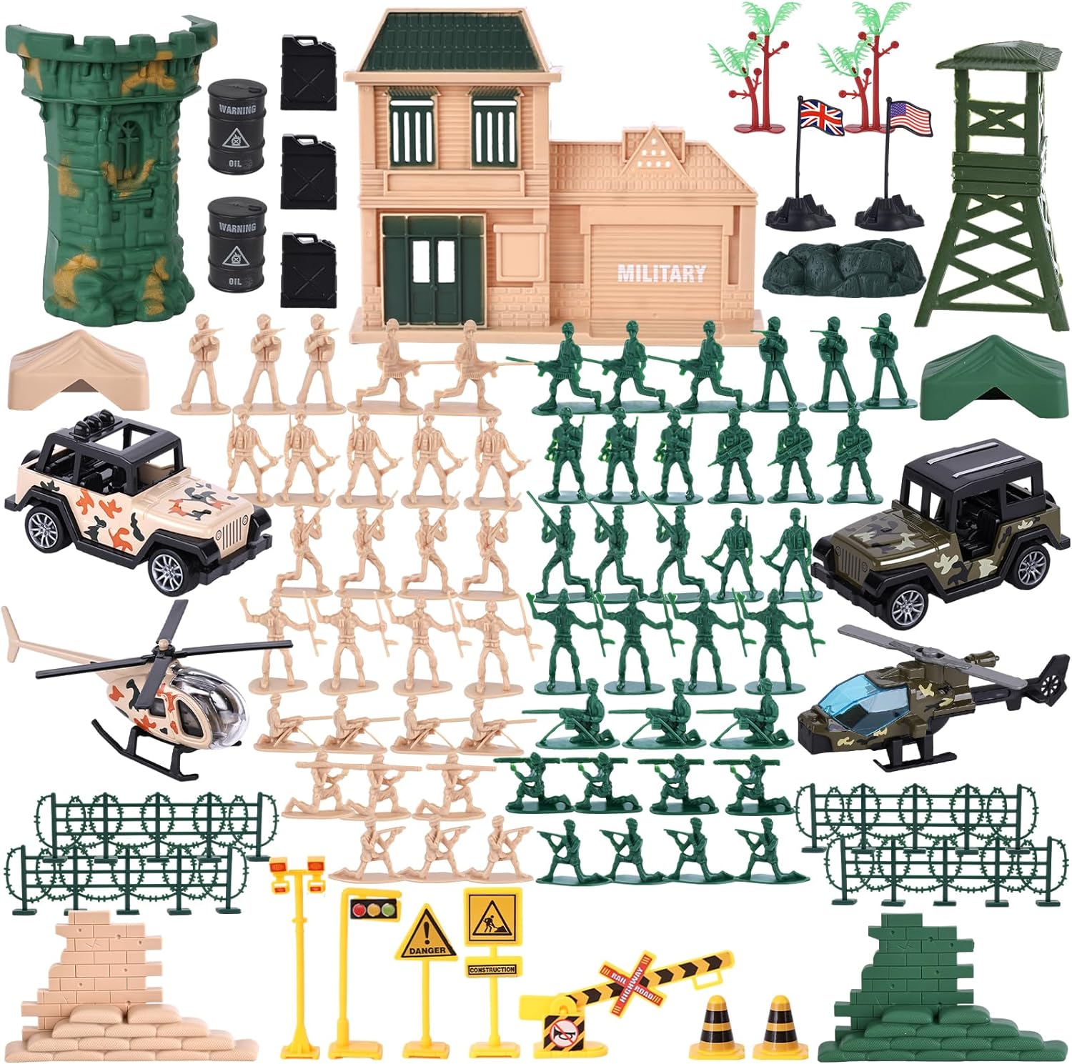 LovesTown 120PCS Army Men Military Set, Plastic Toy Soldiers Playset Army Men Figures Retro Toys for Boys Girls Birthday Gift