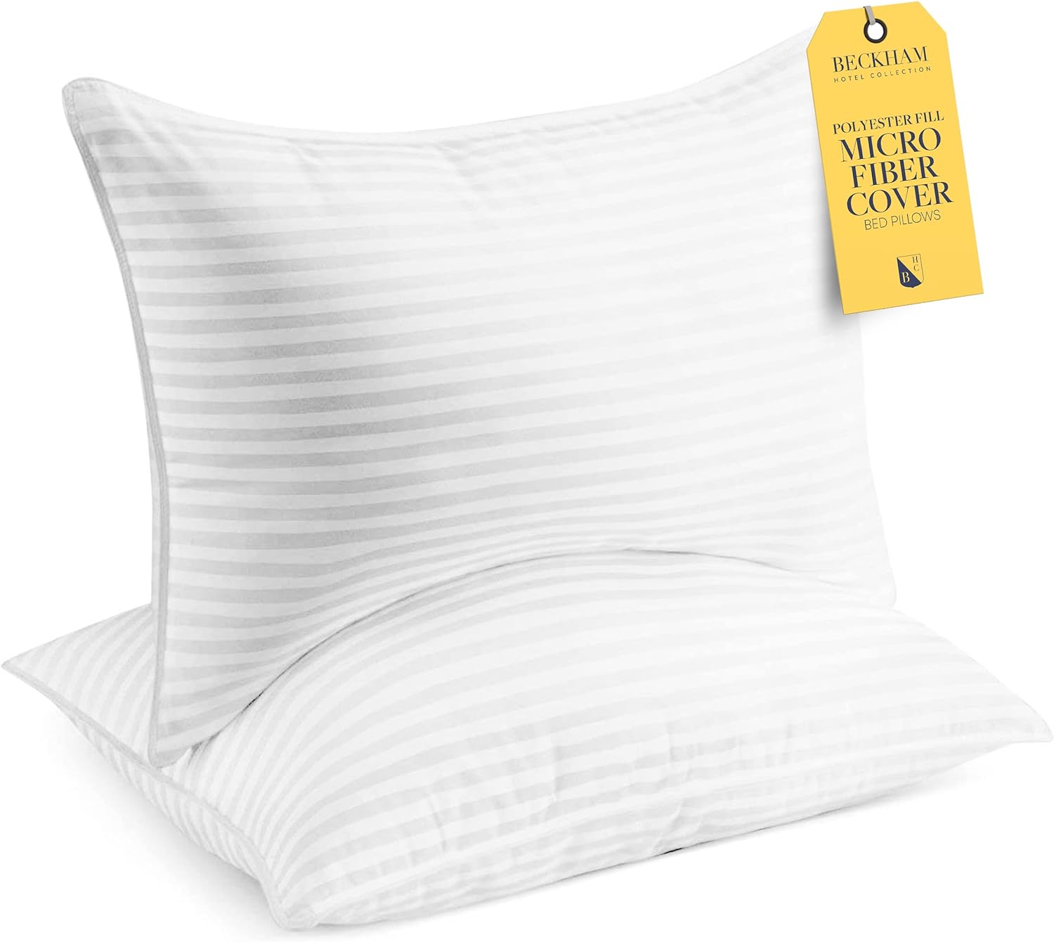 Beckham Hotel Collection Bed Pillows King Size Set of 2 - Microfiber Pillow for Back, Stomach or Side Sleepers