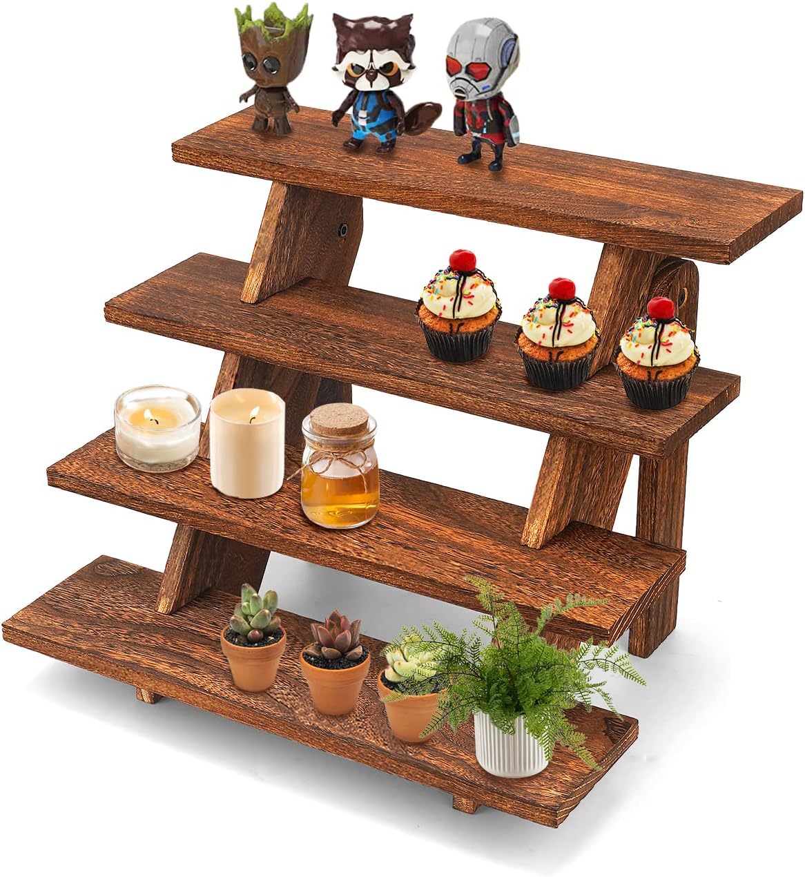 Manspdier Wooden Display Stand Wood Cupcake Stands Tool Free, Rustic Risers for Display Ideal Craft Funko Pop Shelves Table Display Stand for Vendors Wood Riser