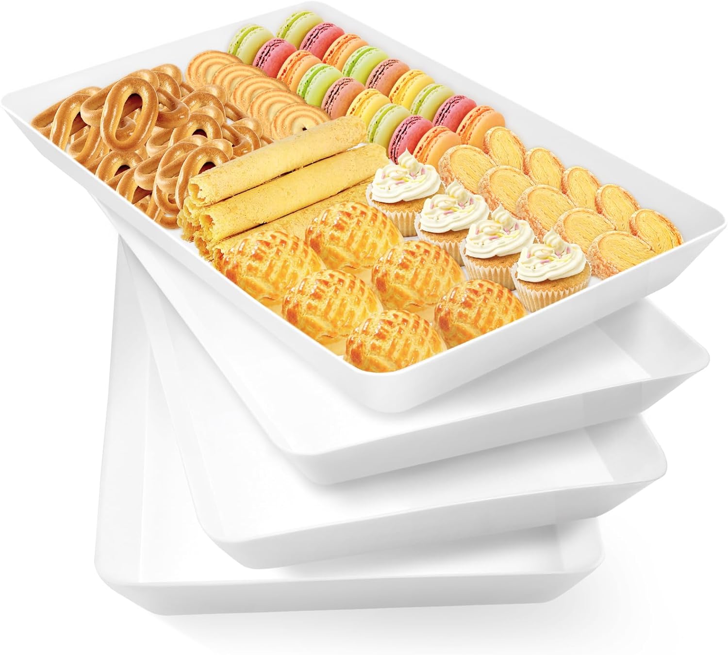 WOWBOX Serving Tray for Entertaining, Happy Christmas Serving Platters for Fruit, Cookies, Dessert, Snacks, Reusable Plastic Trays for Serving Food and Pantry Organization in Kitchen & for Parties