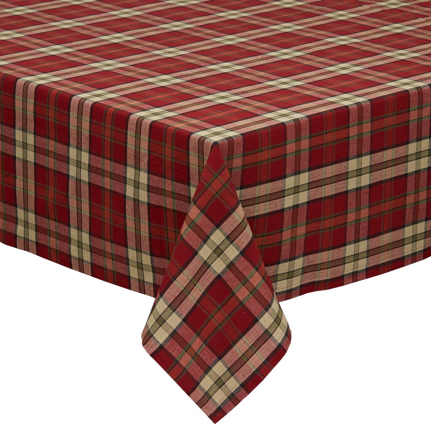 DII Holiday Collection, Christmas Plaid Tabletop, 52x84 Tablecloth, Campfire