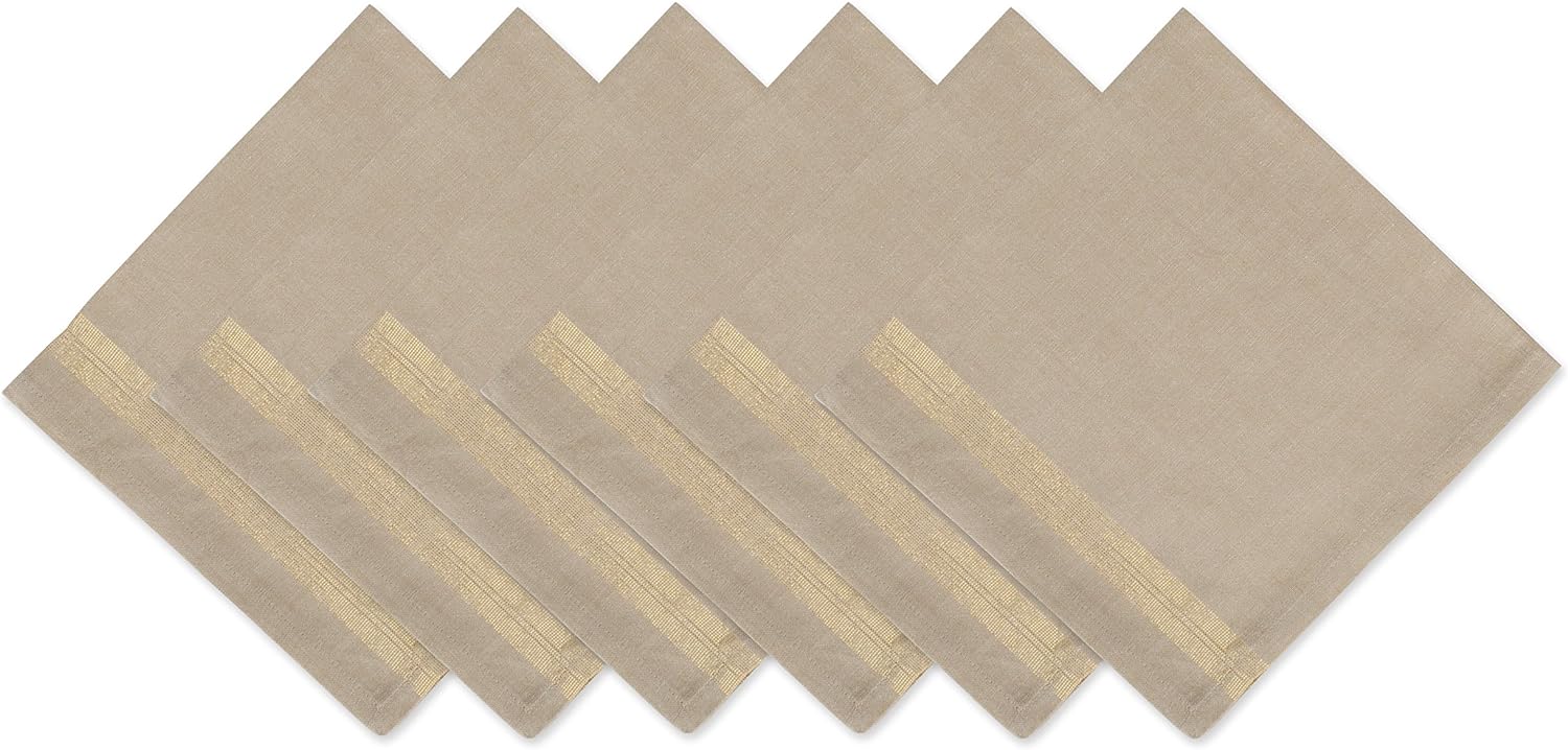 DII Holiday Dining Table Linen Sparkle Metallic Kitchen Dcor, Napkin Set, 20x20, Gold Metallic Stripe, 6 Piece