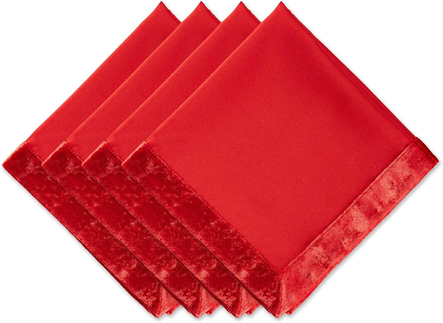 DII Velvet Collection Tabletop, Napkin Set, Red 4 Piece