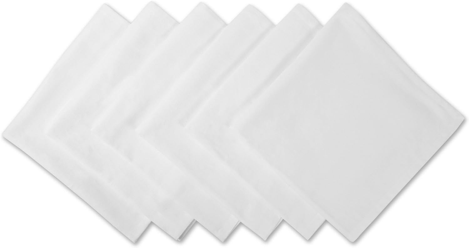 DII Solid Napkin Set Collection, 20x20, White, 6 Piece