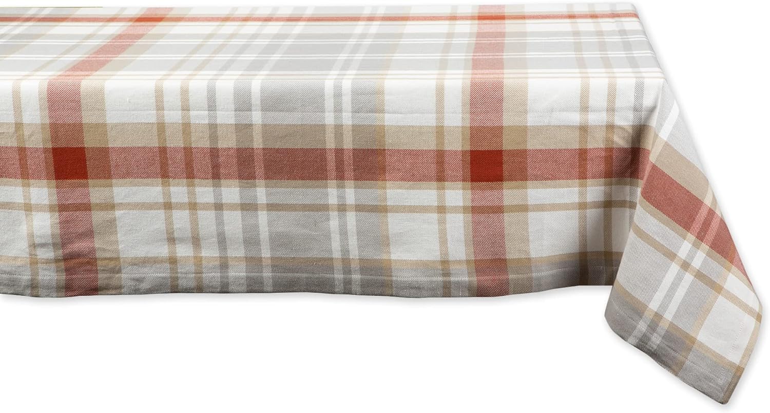 DII Thankful Autumn Collection Fall Tabletop Decoration, Rectangle Tablecloth, 60x120, Cozy Picnic Plaid