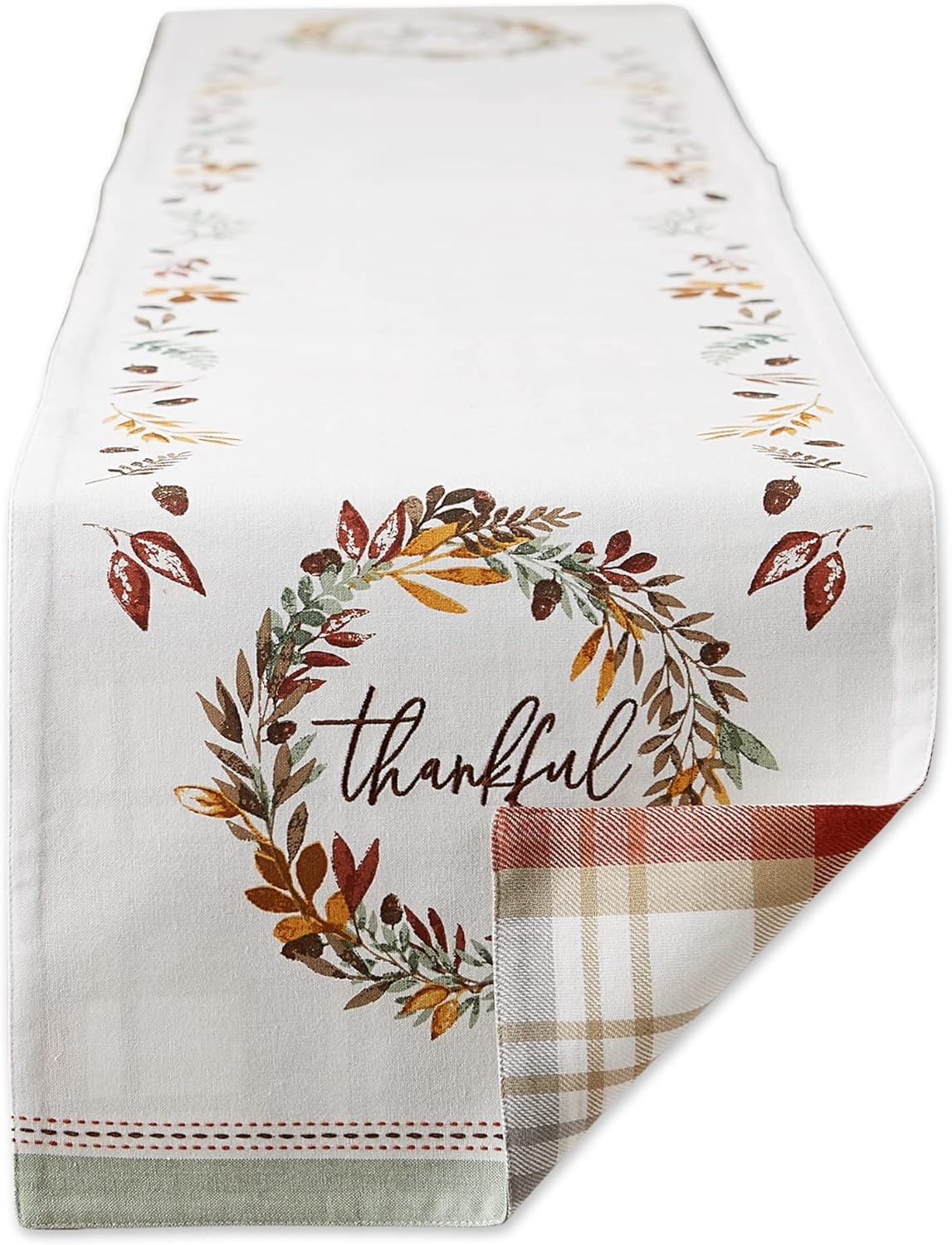 DII Thankful Autumn Collection Fall Tabletop Decoration, Reversible Table Runner, 14x108, Fall' Bounty