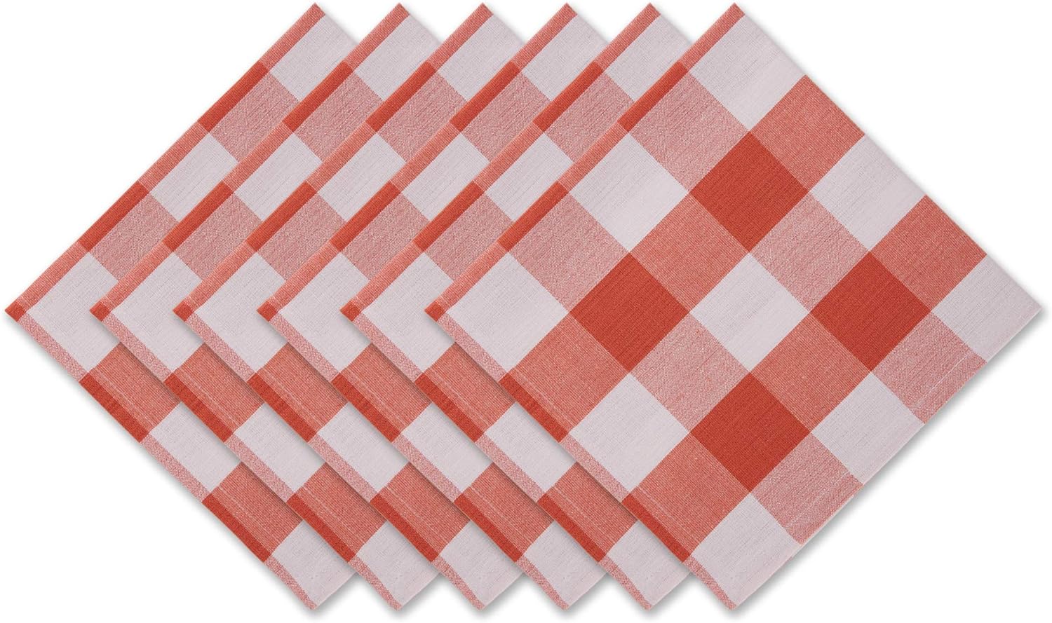 DII Buffalo Check Collection, Classic Farmhouse Tabletop Set, Napkin Set, 20x20, Vintage Red, 6 Piece