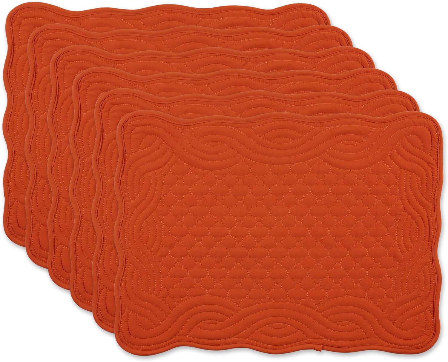 DII Quilted Farmhouse Collection Tabletop, Placemat Set, Pumpkin Spice, 6 Piece