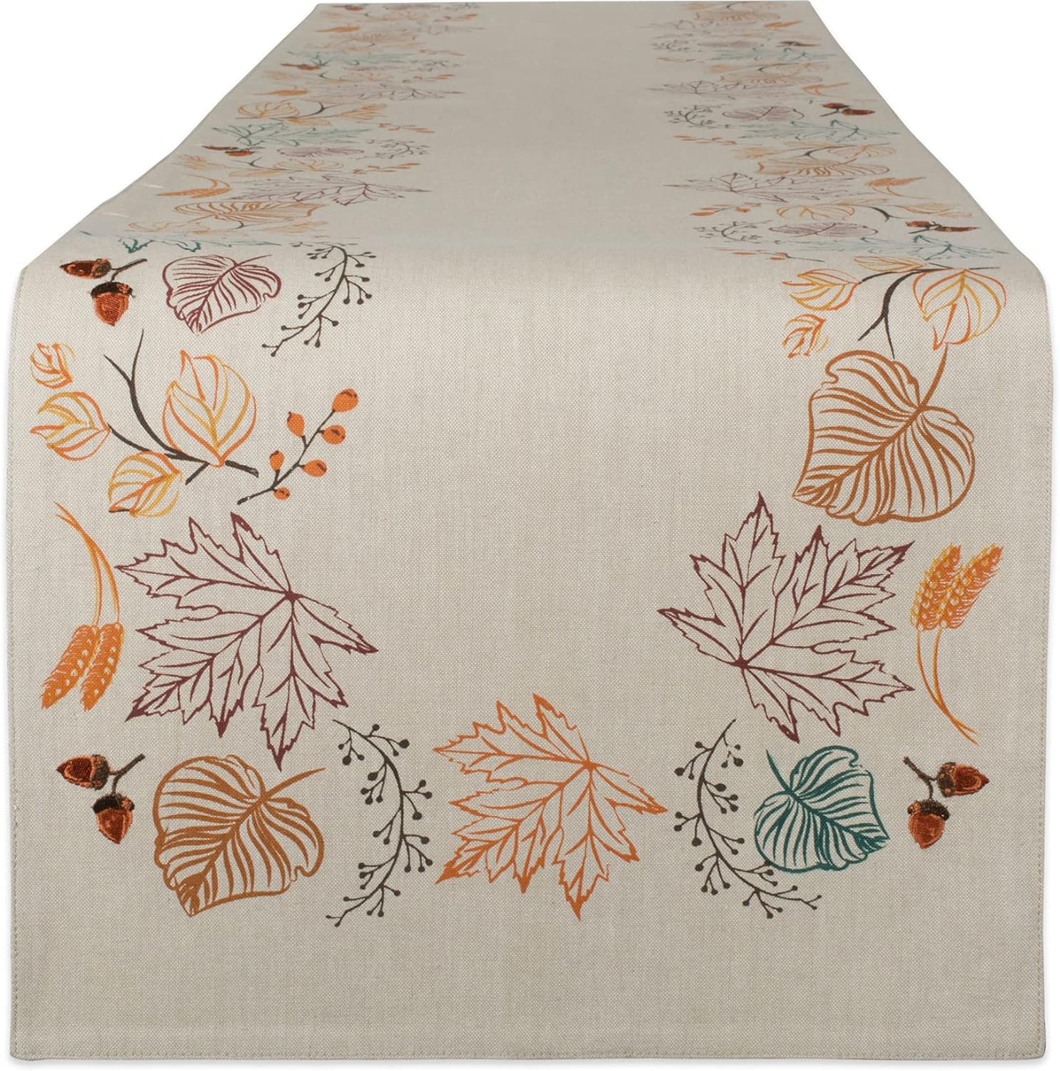 DII Fall Table Decorations Indoor Dcor, Thanksgiving, Reversible Table Runner, 14x108, Autumn Leaves