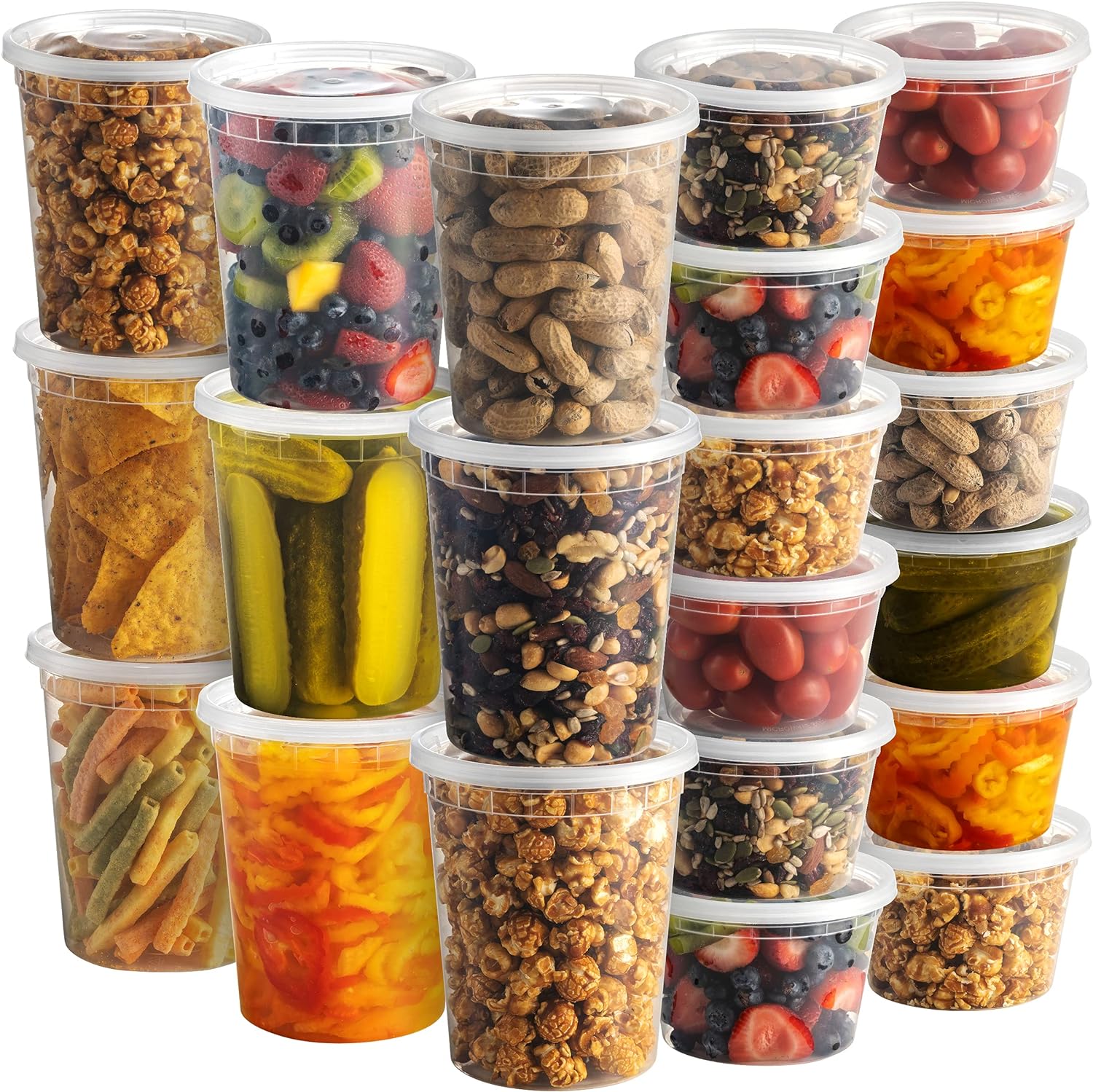 JoyServe Deli Food Containers with 54 Lids - (48 Sets) 24-32 Oz Quart Size & 24-16 Oz Pint Size For Airtight Takeout Meal Prep Storage, BPA-Free, Dishwasher, Microwave Safe