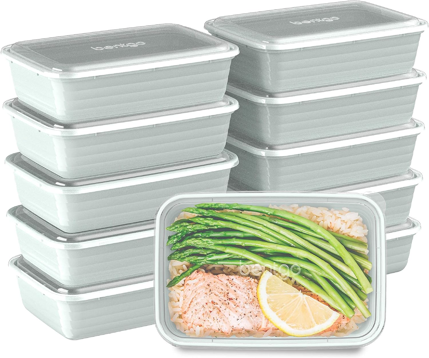 Bentgo Prep 1-Compartment Containers - 20-Piece Meal Prep Kit: 10 Trays & 10 Lids - Lightweight, Durable, & Reusable BPA-Free To-Go Food Containers; Microwave/Freezer/Dishwasher Safe (Mint)